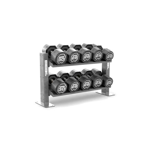 Escape Fitness 22-30kg Urethane Dumbbell Set and 5 pair rack