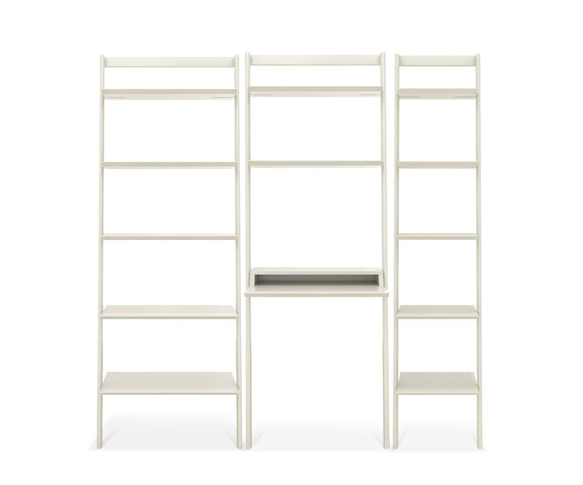 Magrit Modular Wall Unit White / 1 Wide Bookcase + 1 Narrow Bookcase + 1 Desk - Scandinavian Designs (49139429474598)