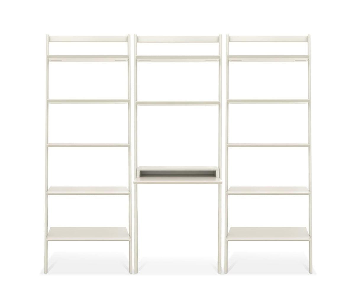 Magrit Modular Wall Unit White / 2 Wide Bookcases with Desk - Scandinavian Designs (49139429572902)