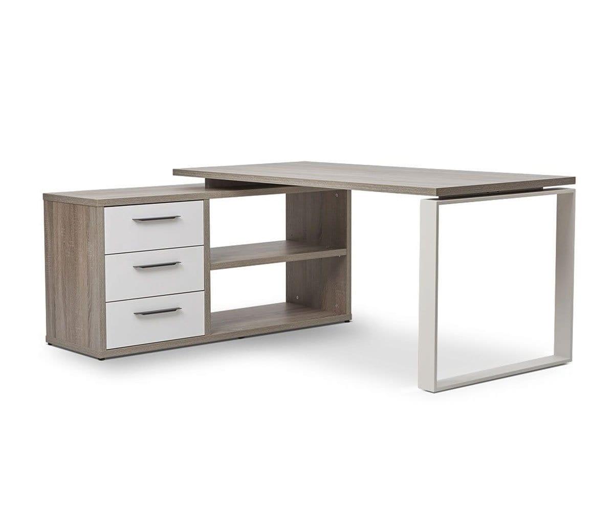 Gammel Desk with Reversible Storage Return TRUFFLE OAK/WHITE - Scandinavian Designs (49139670614310)