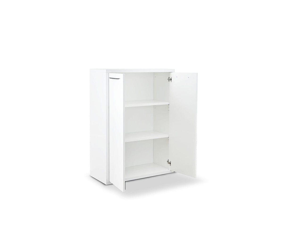 Gammel Low Bookcase with Doors - White (49139407028518)