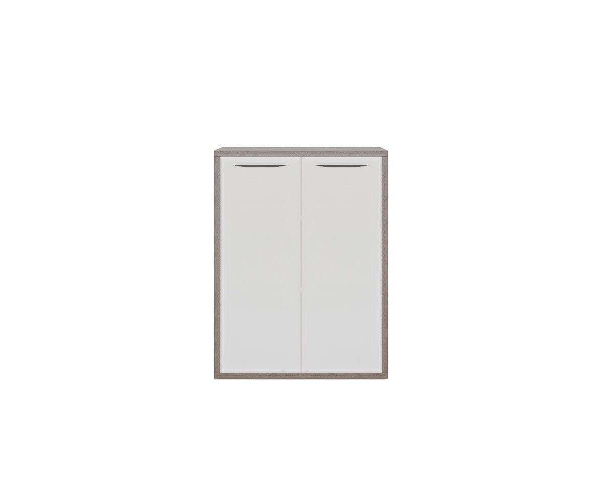 Gammel Low Bookcase with Doors TRUFFLE OAK/WHITE - Scandinavian Designs (49139403063590)