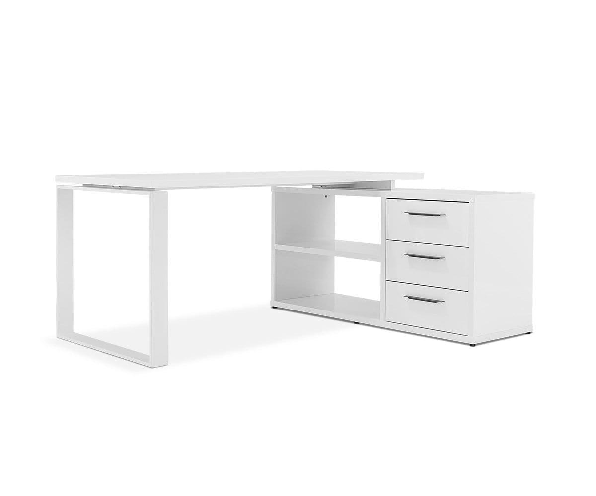 Gammel Desk With Reversible Return - White White - Scandinavian Designs (49139676447014)