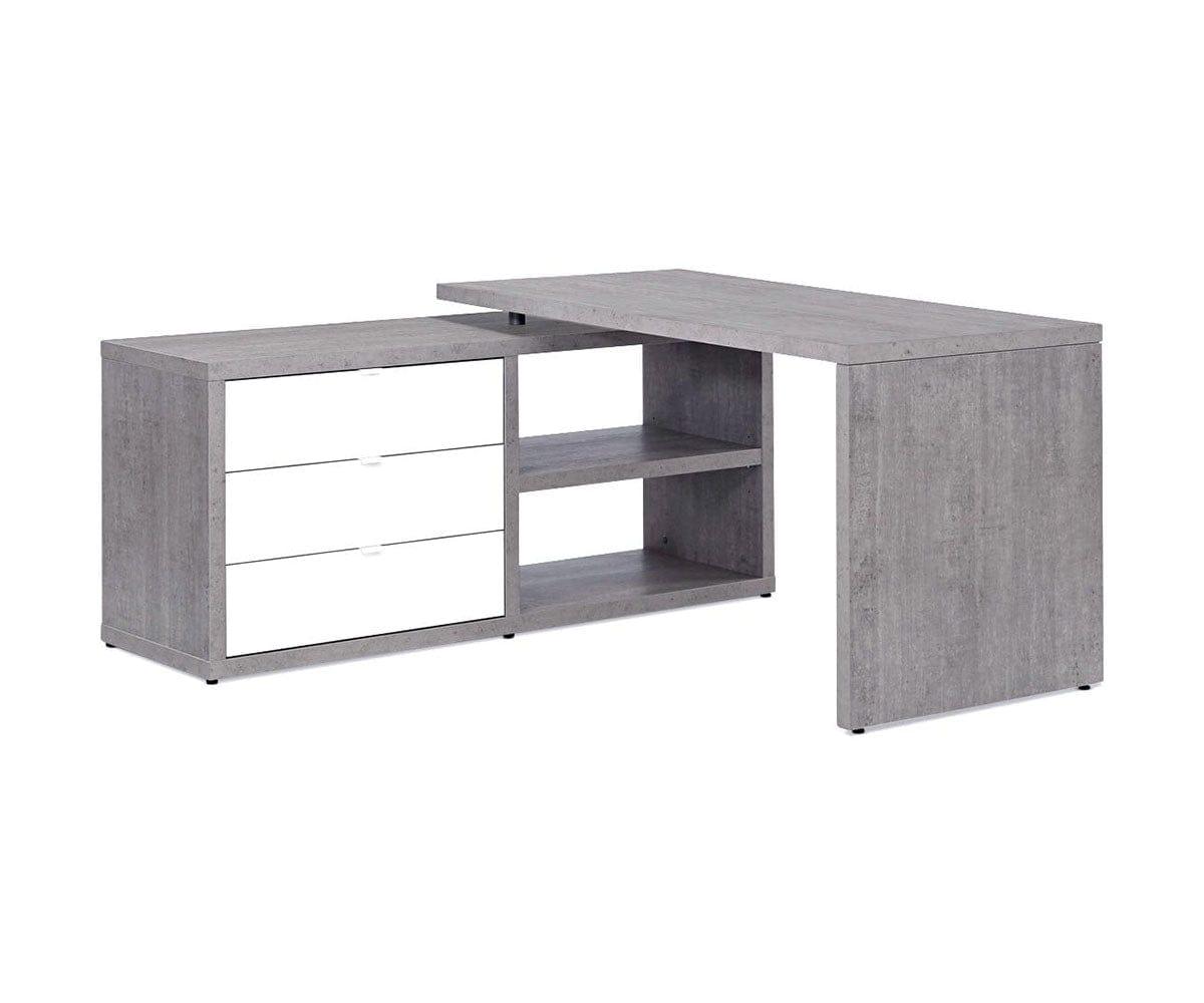 Sten 60" Desk With Storage Return White/Cement - Scandinavian Designs (49139667992870)