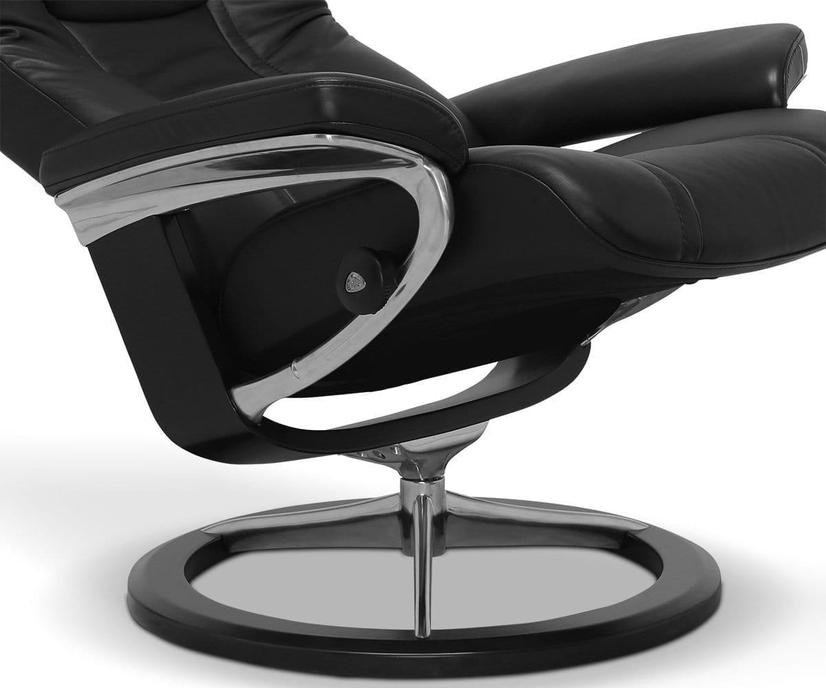 Stressless® Wing Recliner & Ottoman with Signature Base - Black (49139221791014)