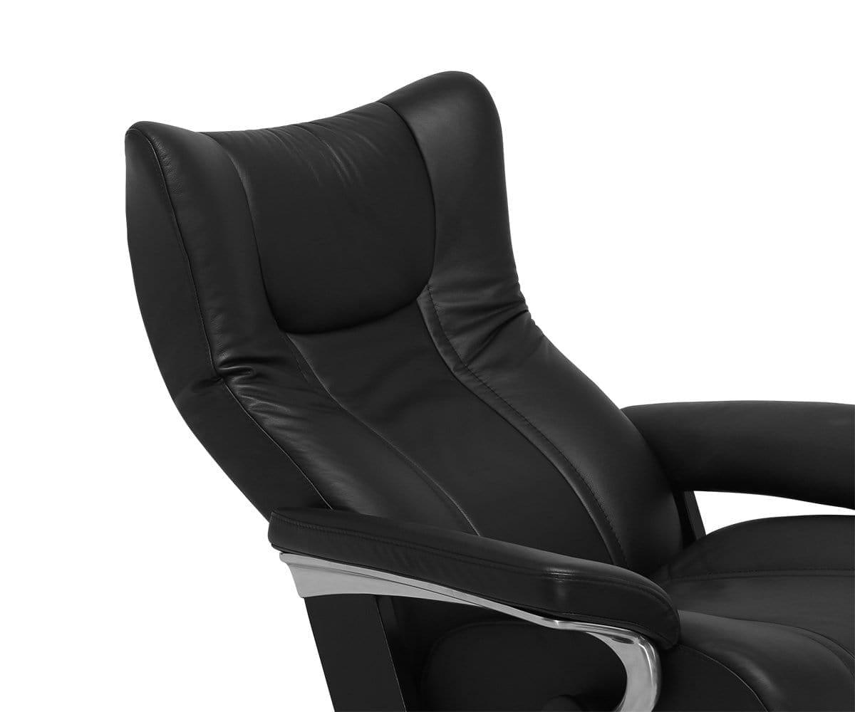 Stressless® Wing Recliner & Ottoman with Signature Base - Black (49139221758246)