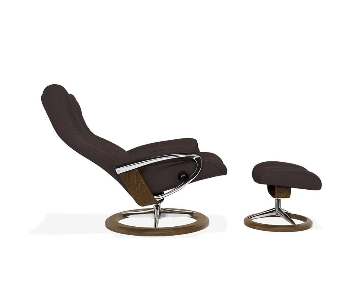 Stressless® Wing Recliner & Ottoman with Signature Base - Chocolate (49139205046566)