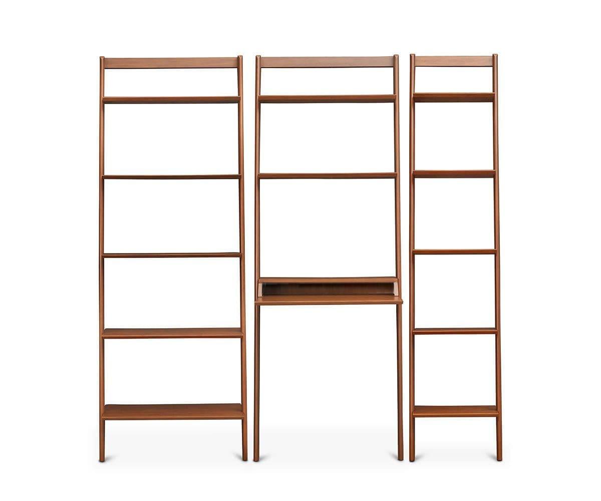 Magrit Modular Wall Unit Honey Brown / 1 Wide Bookcase + 1 Narrow Bookcase + 1 Desk - Scandinavian Designs (49139399754022)