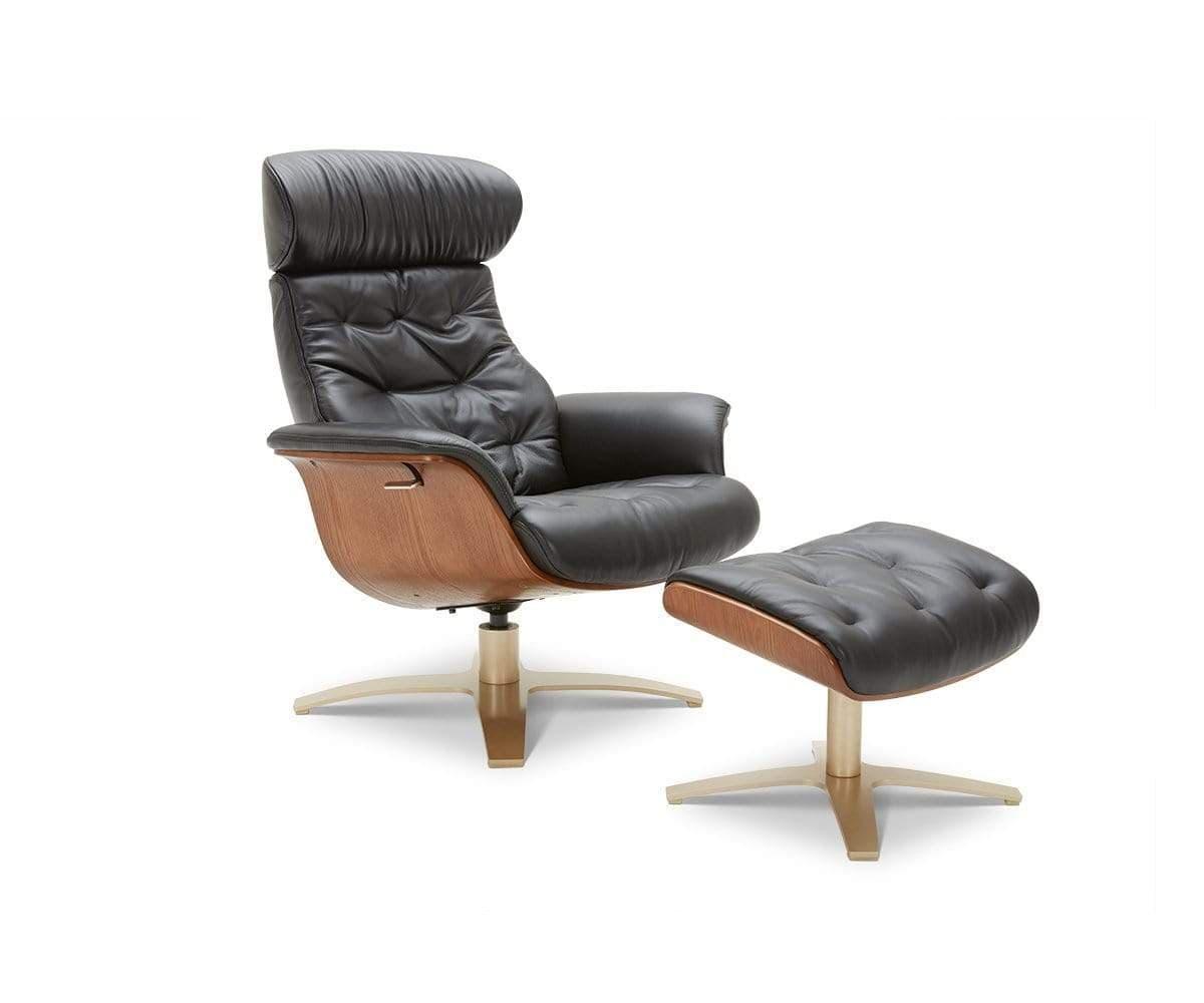 Anselmo Leather Recliner & Ottoman Black L-2929 - Scandinavian Designs (49139171524902)