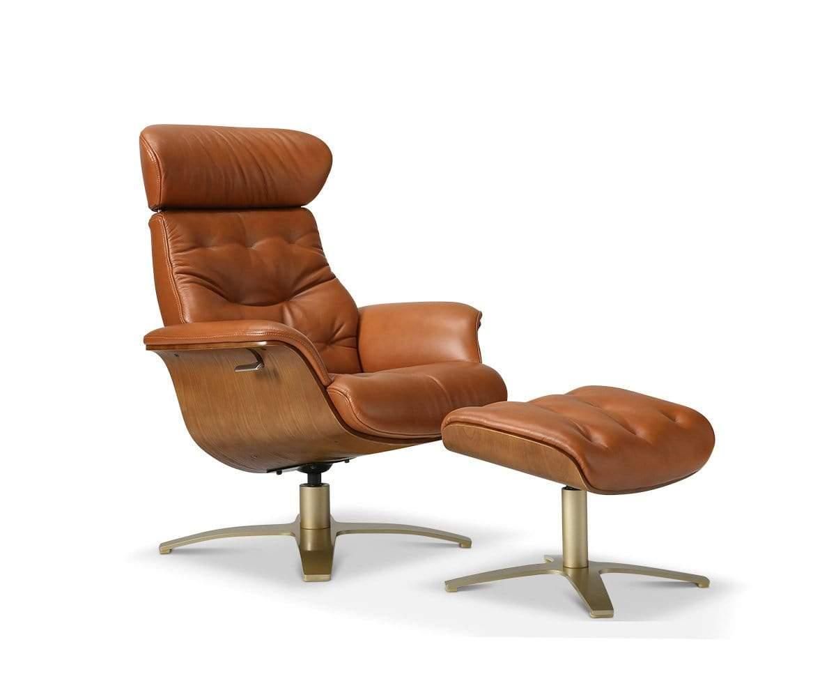 Anselmo Leather Recliner & Ottoman Cognac L-2931 - Scandinavian Designs (49139171623206)