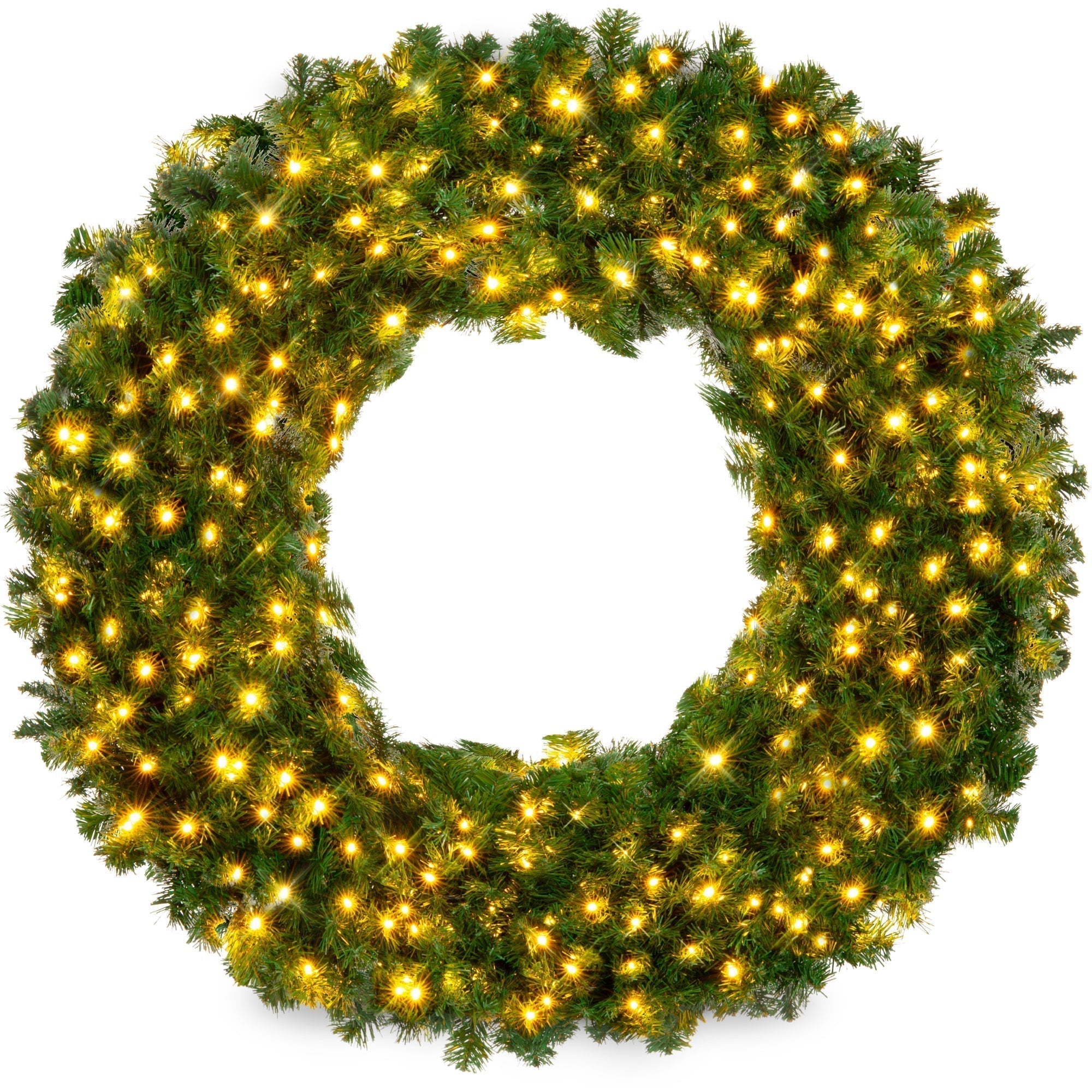 Pre-Lit Artificial Fir Christmas Wreath w/ LED Lights, Plug-In, PVC Tips (49140481360166)