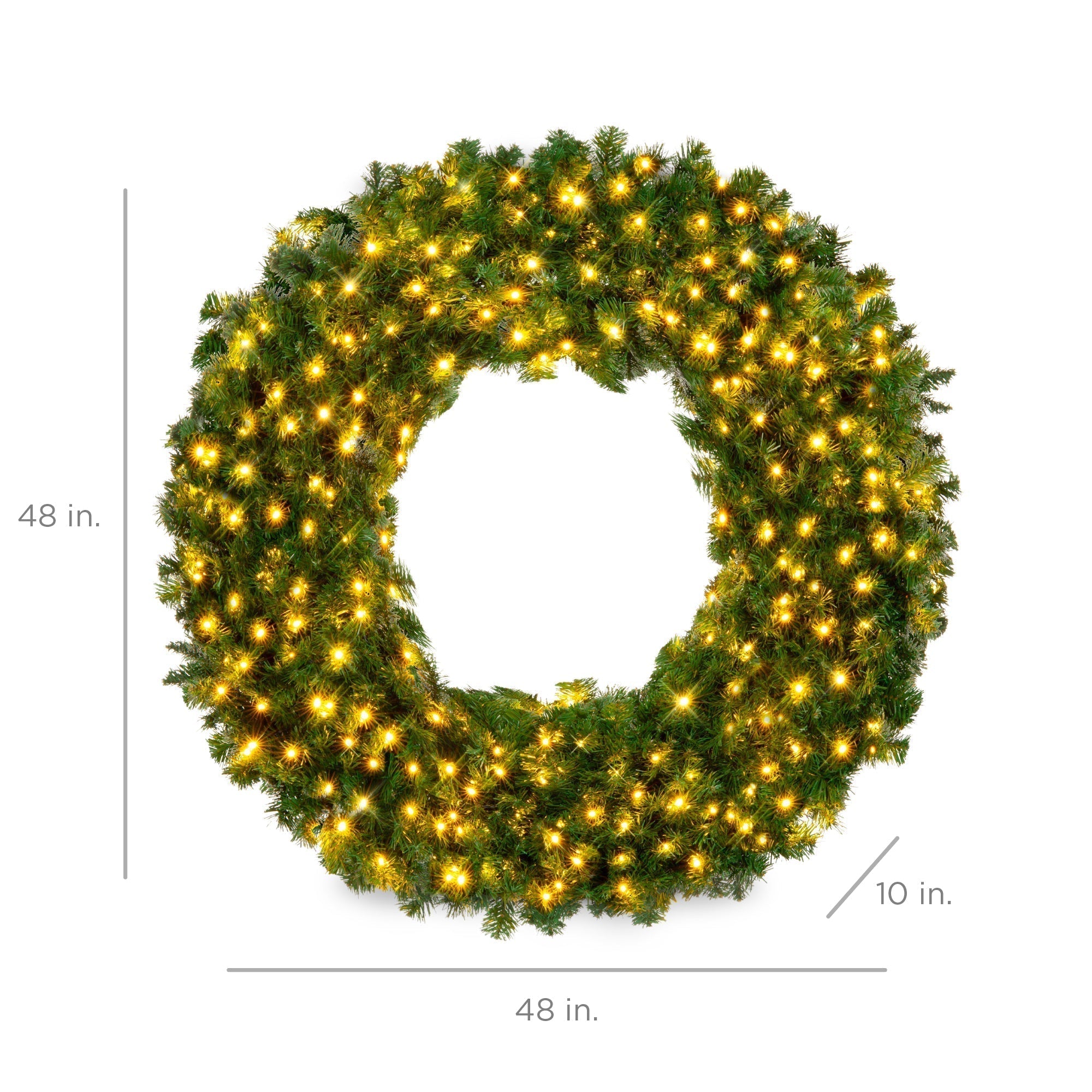 Pre-Lit Artificial Fir Christmas Wreath w/ LED Lights, Plug-In, PVC Tips (49140481556774)