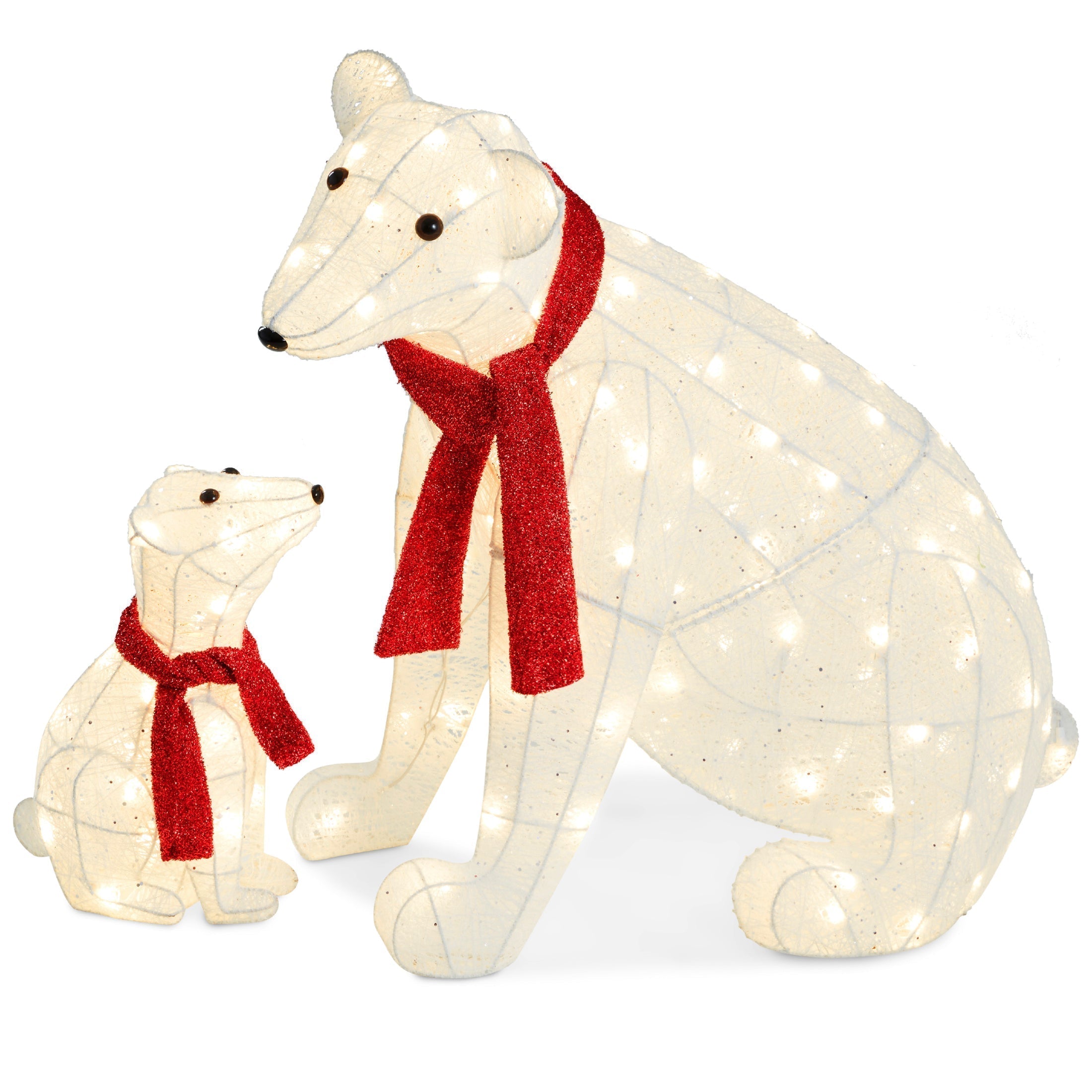 2-Piece Lighted Polar Bear Family Outdoor Decor Set w/ LED Lights (49140505837862)