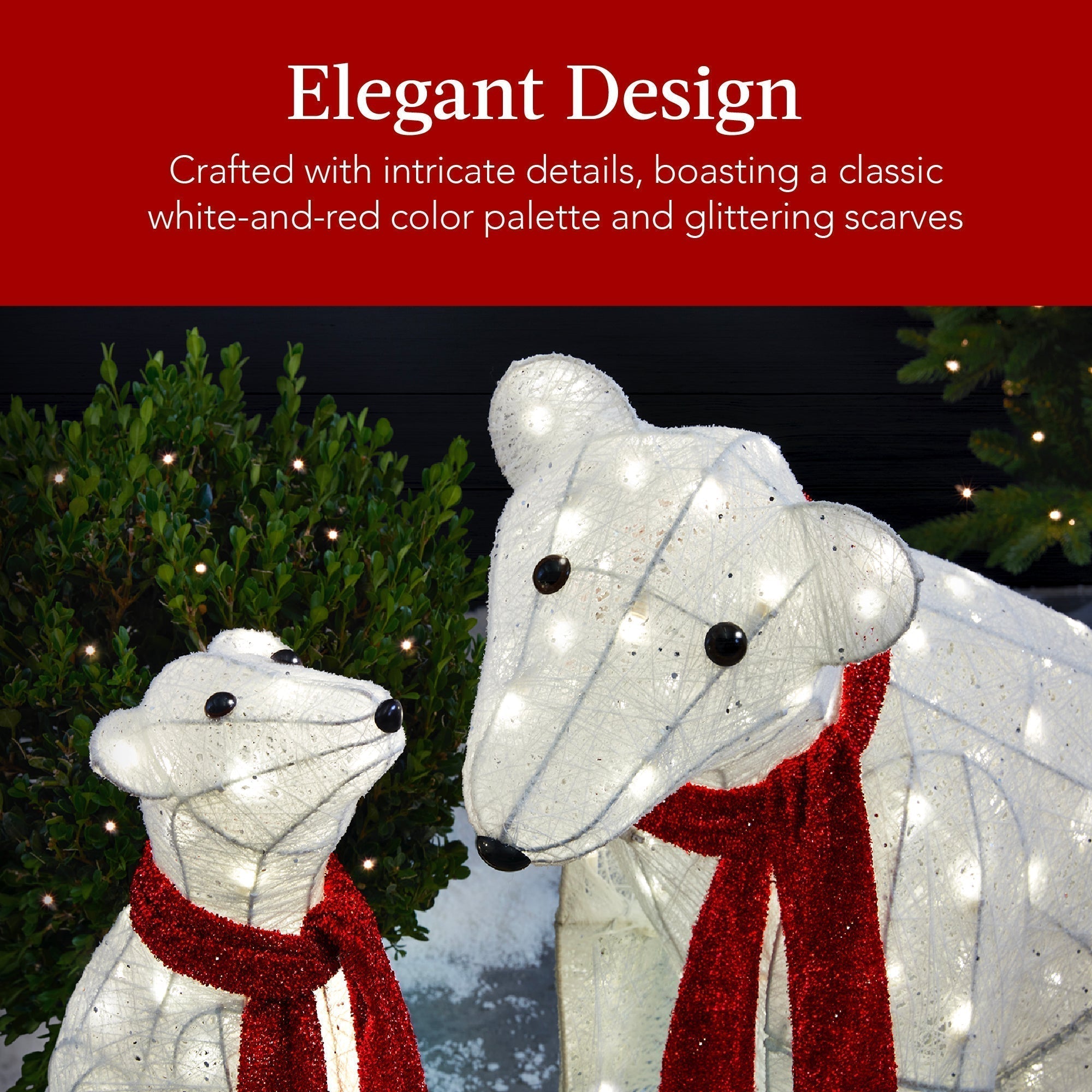 2-Piece Lighted Polar Bear Family Outdoor Decor Set w/ LED Lights (49140506001702)