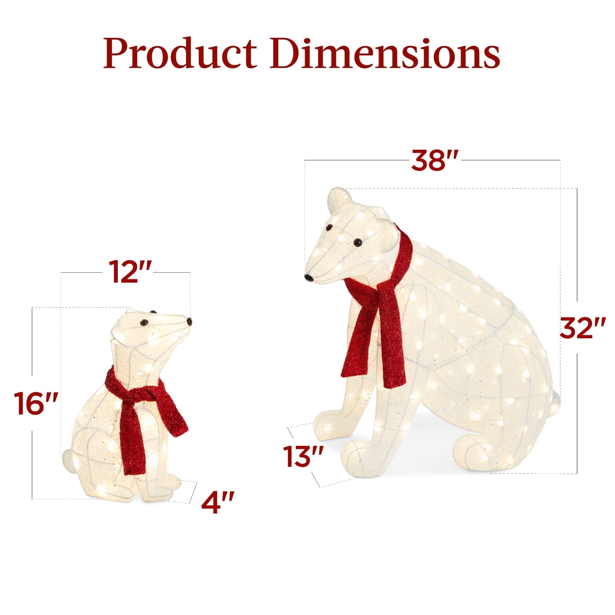 2-Piece Lighted Polar Bear Family Outdoor Decor Set w/ LED Lights (49140506067238)