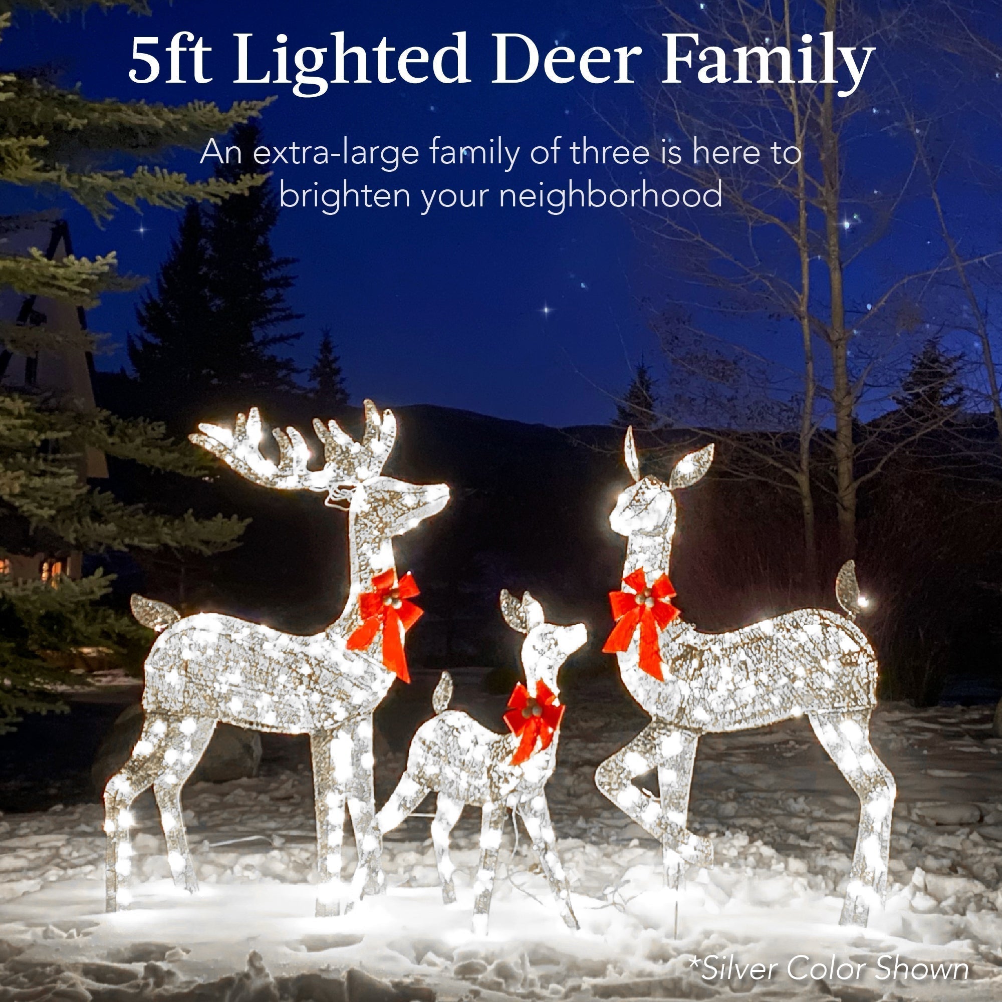 3-Piece Lighted Christmas Deer Set Outdoor Decor with LED Lights (49140488667430)