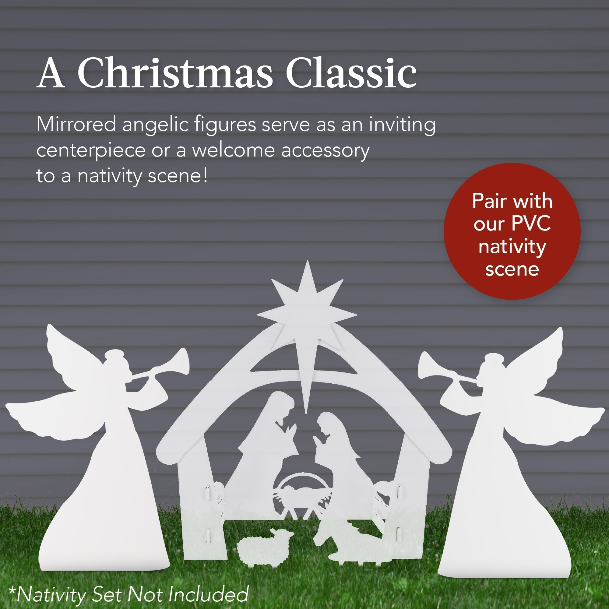 Set of 2 Christmas Angel Yard Decorations w/ Weather-Resistant PVC - 3ft (49140502462758)