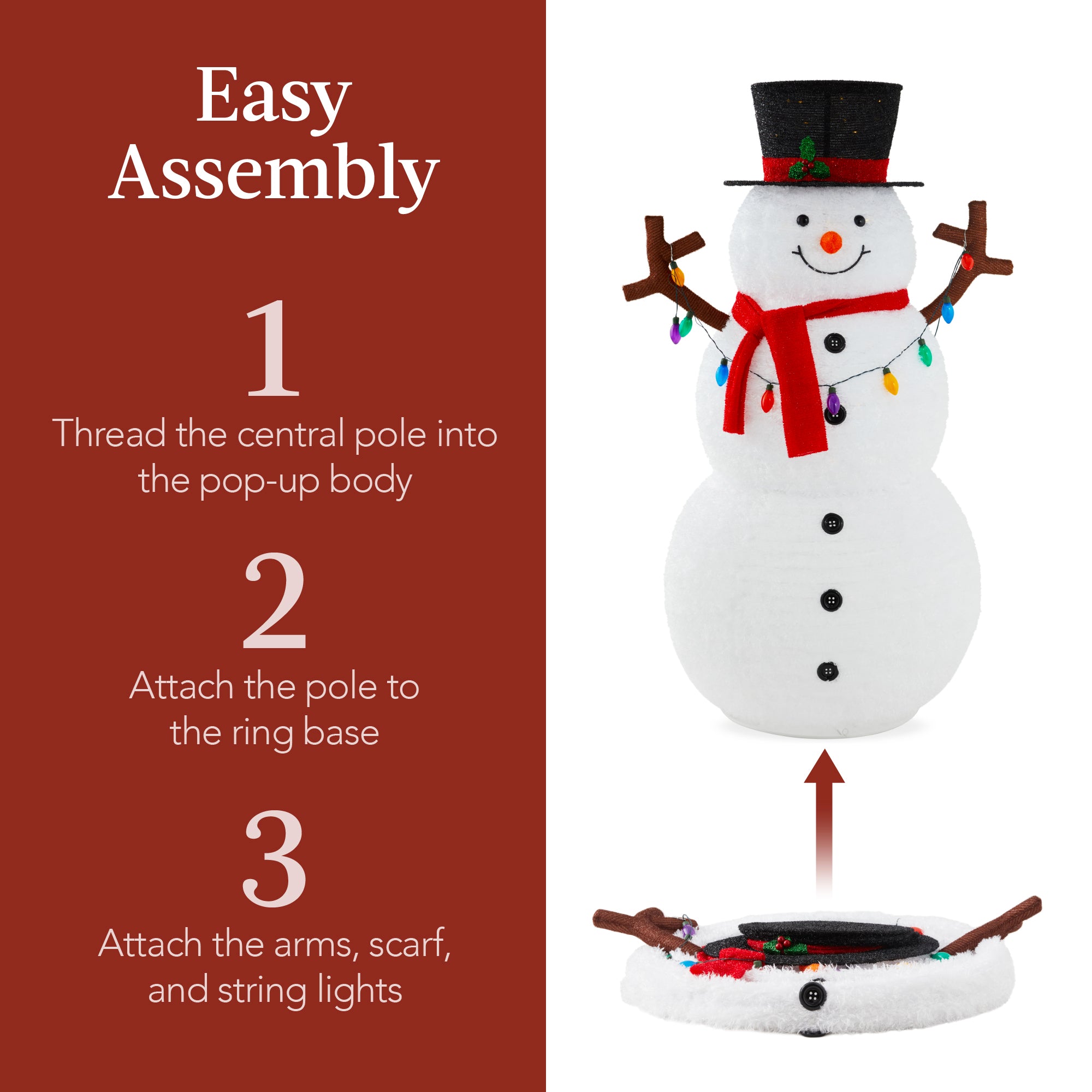 Lighted Pop-Up Snowman Outdoor Christmas Decoration w/ LED Lights (49140539457830)