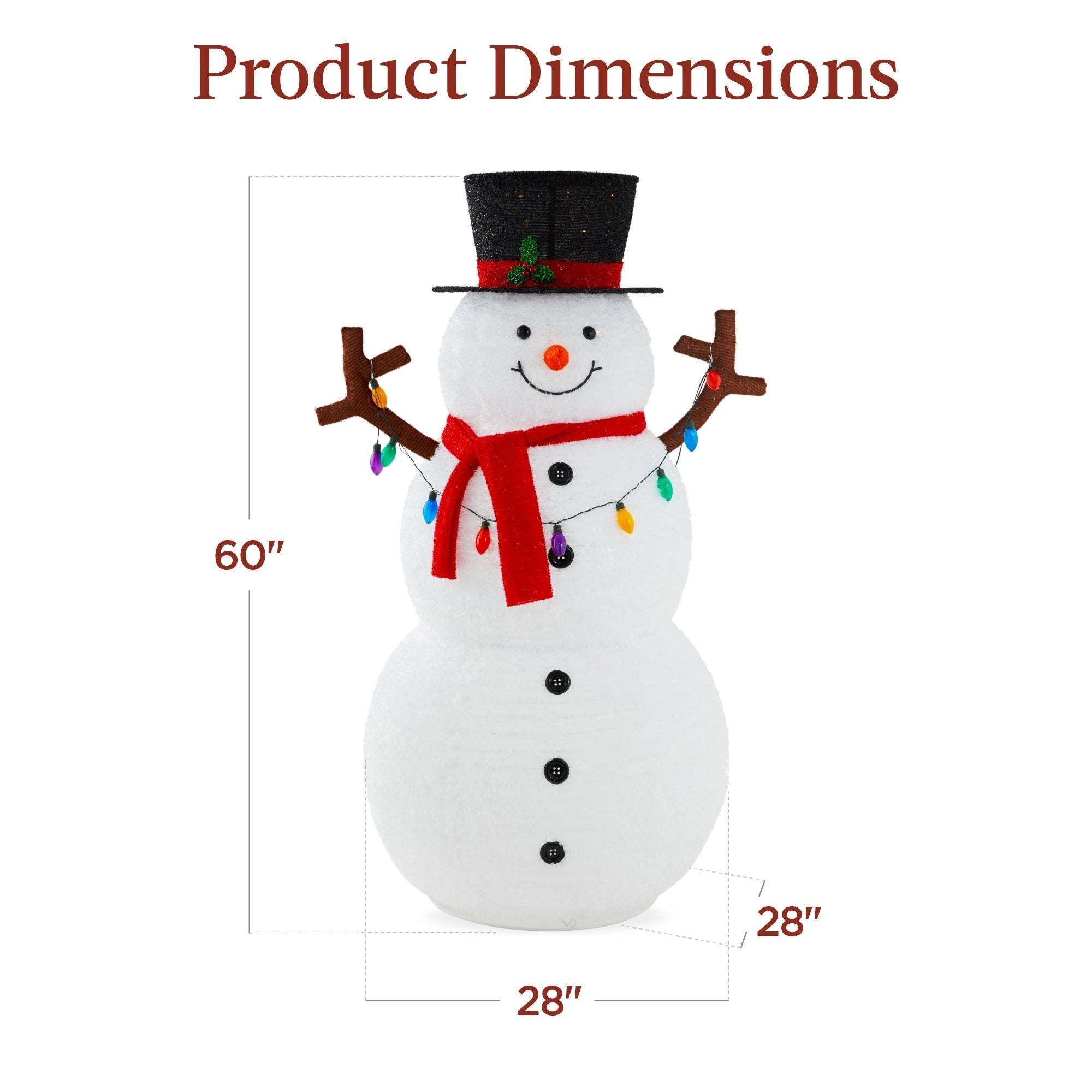 Lighted Pop-Up Snowman Outdoor Christmas Decoration w/ LED Lights (49140539556134)