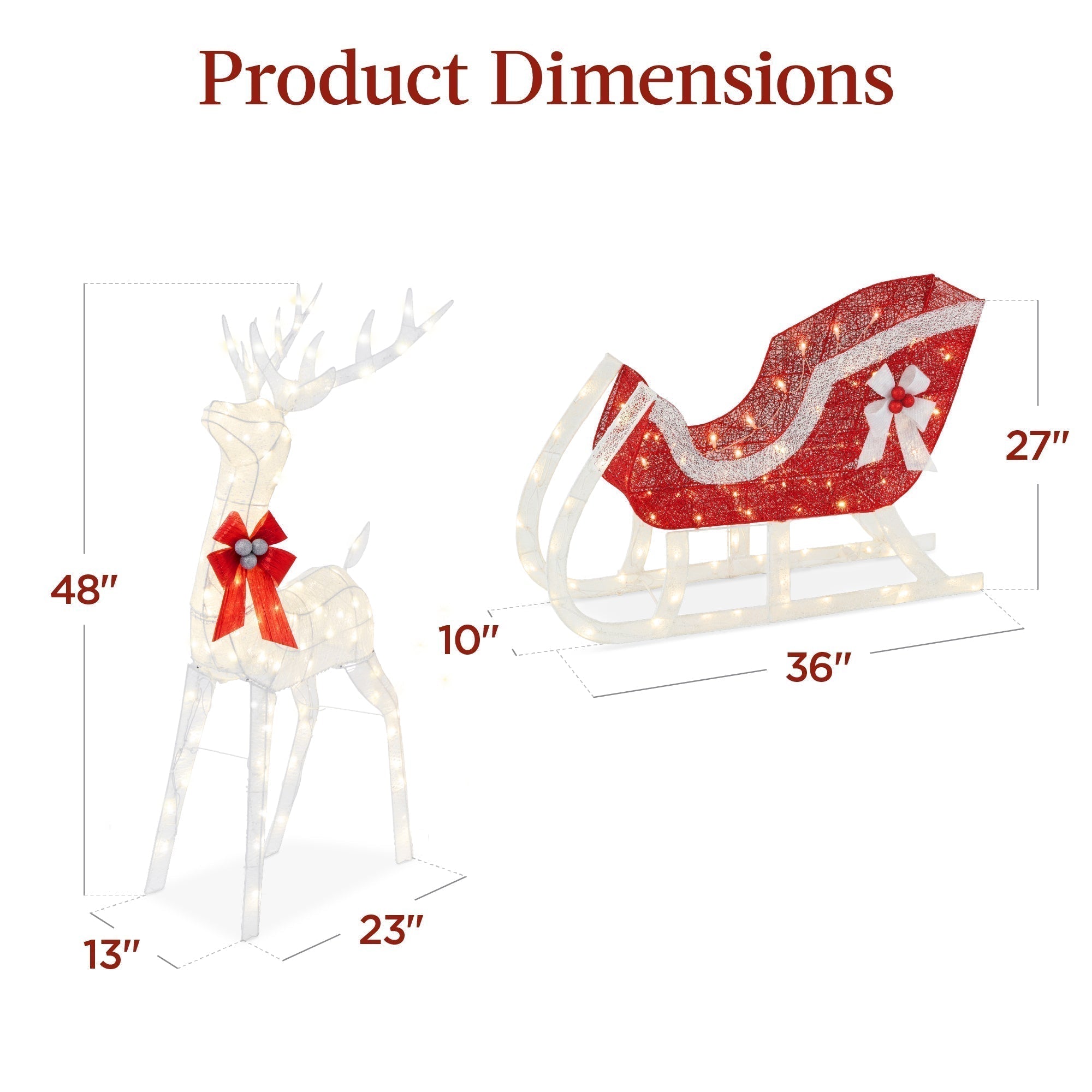 Lighted Christmas Reindeer & Sleigh Outdoor Decor Set w/ LED Lights (49140492370214)