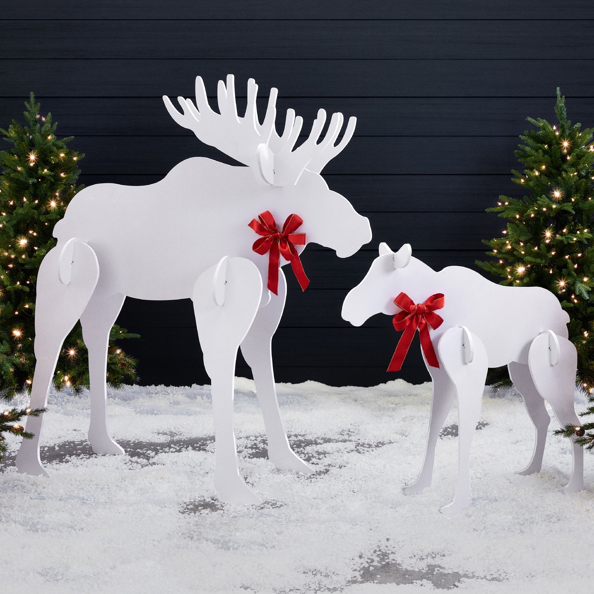 2-Piece Moose Family Silhouette Set Holiday Yard Decoration w/ Stakes - 58in (49140510884134)