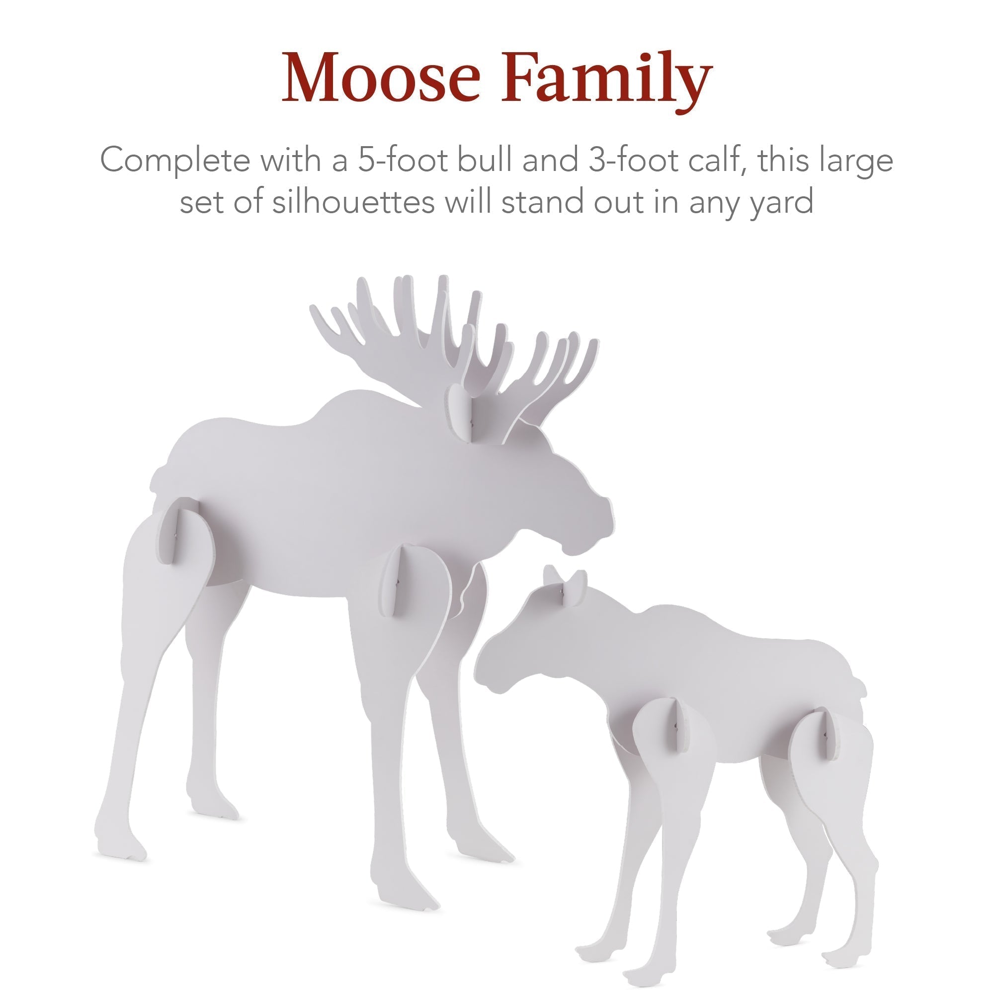 2-Piece Moose Family Silhouette Set Holiday Yard Decoration w/ Stakes - 58in (49140510916902)