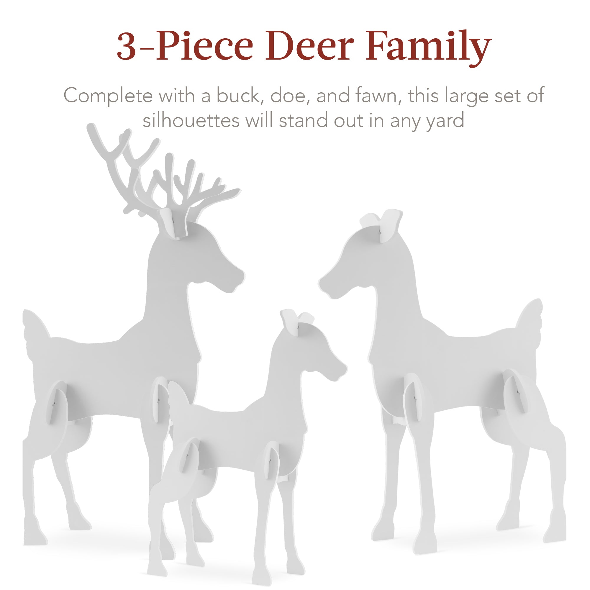 3-Piece Reindeer Family Silhouette Yard Decoration w/ Buck, Doe, Fawn - 56in (49140515275046)