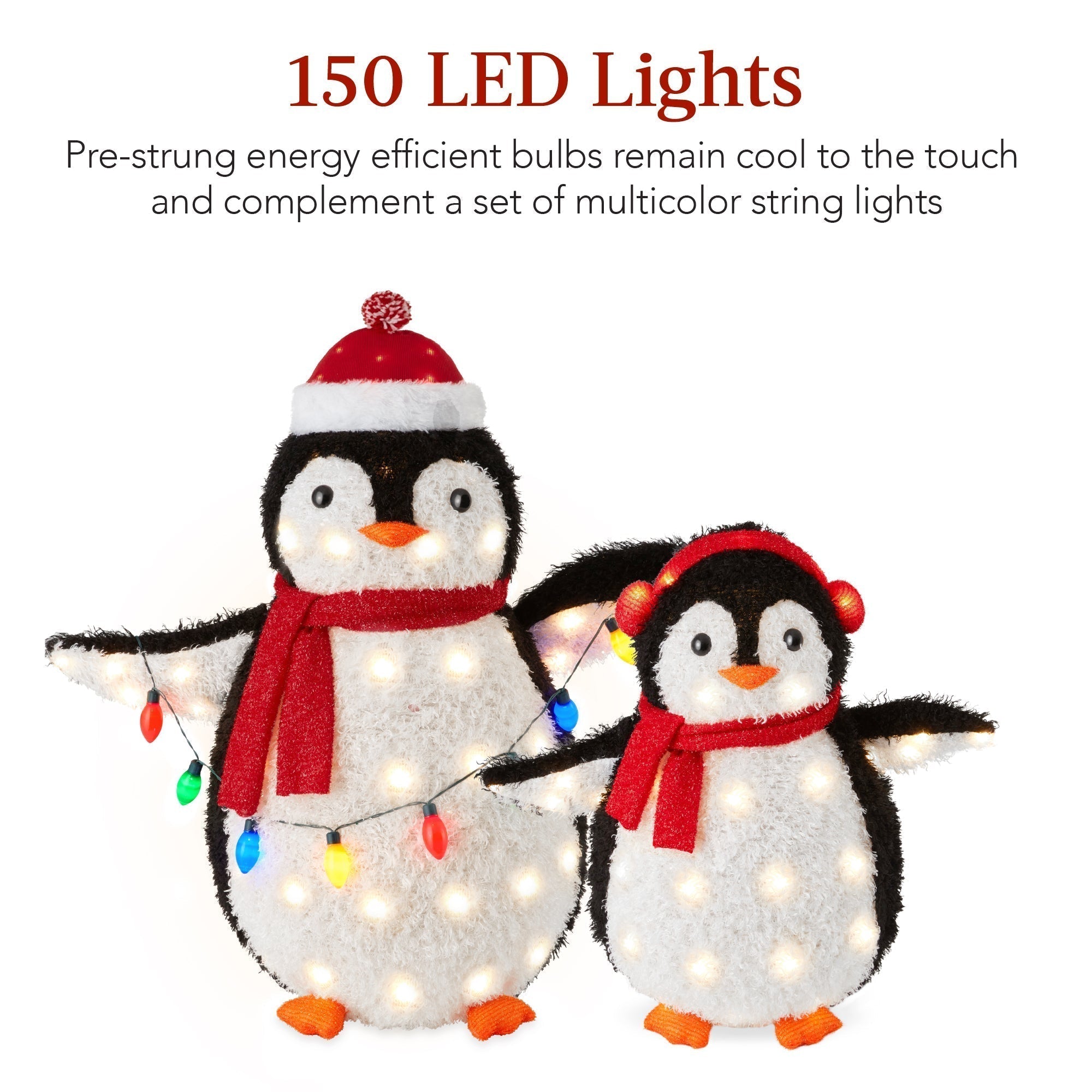 2pc Lighted Pop-Up Penguin Family Christmas Decoration w/ 150 Lights - 3ft (49140543684902)