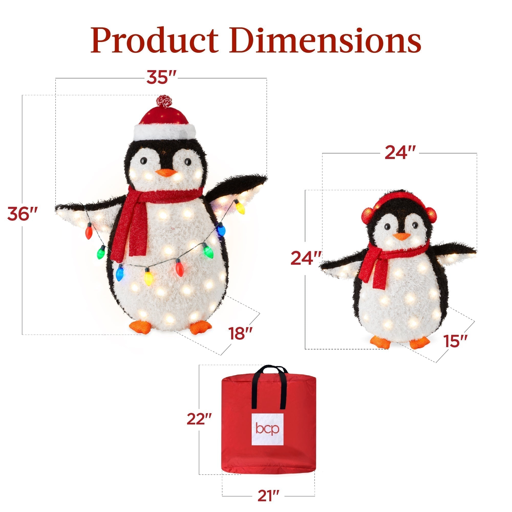 2pc Lighted Pop-Up Penguin Family Christmas Decoration w/ 150 Lights - 3ft (49140543848742)