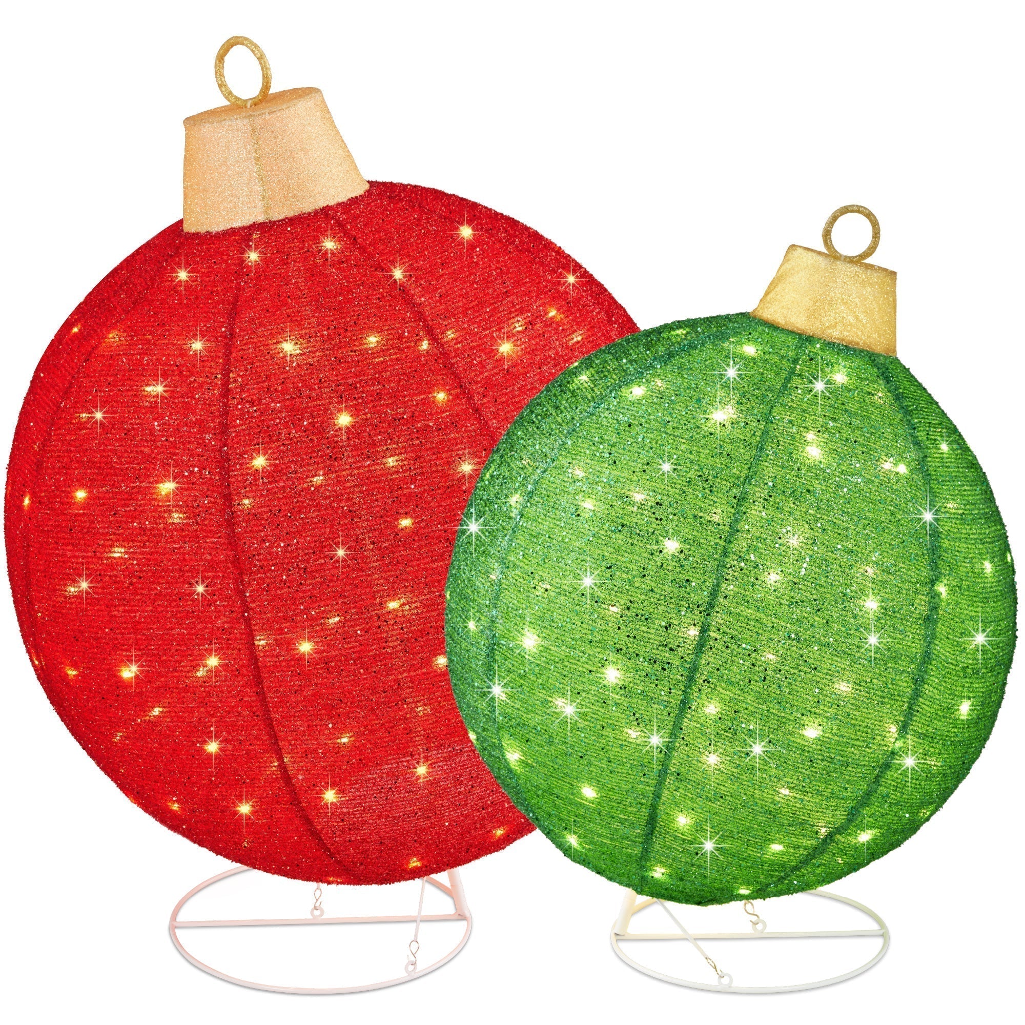 2pc Lighted Pop-Up Christmas Ornaments Decoration w/ 180 LED Lights, Stand (49140528513318)