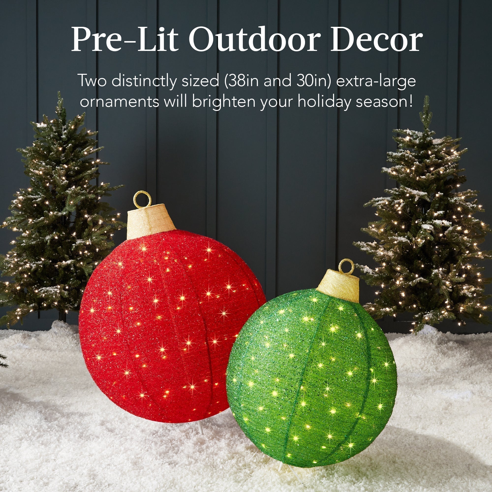 2pc Lighted Pop-Up Christmas Ornaments Decoration w/ 180 LED Lights, Stand (49140528546086)