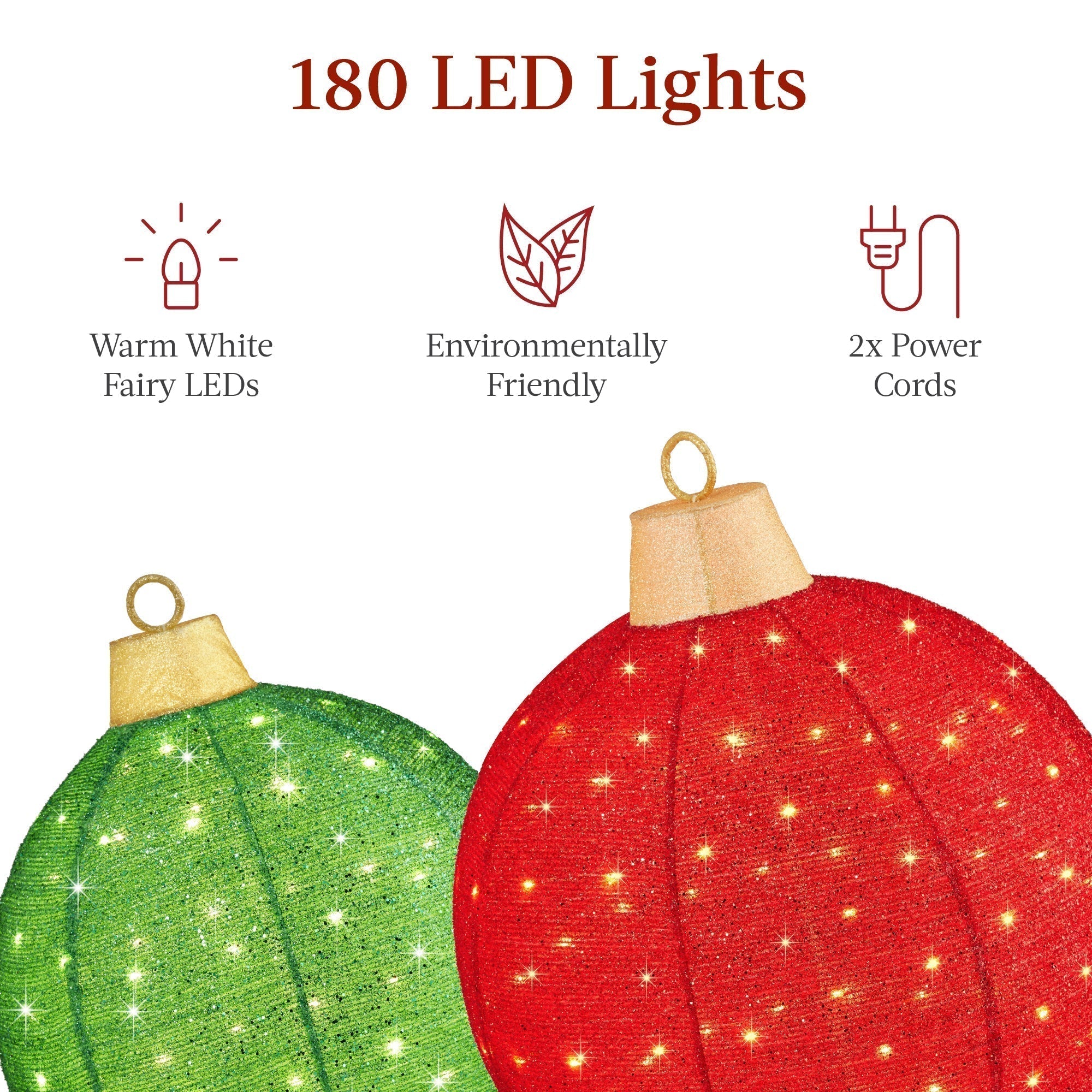 2pc Lighted Pop-Up Christmas Ornaments Decoration w/ 180 LED Lights, Stand (49140528611622)