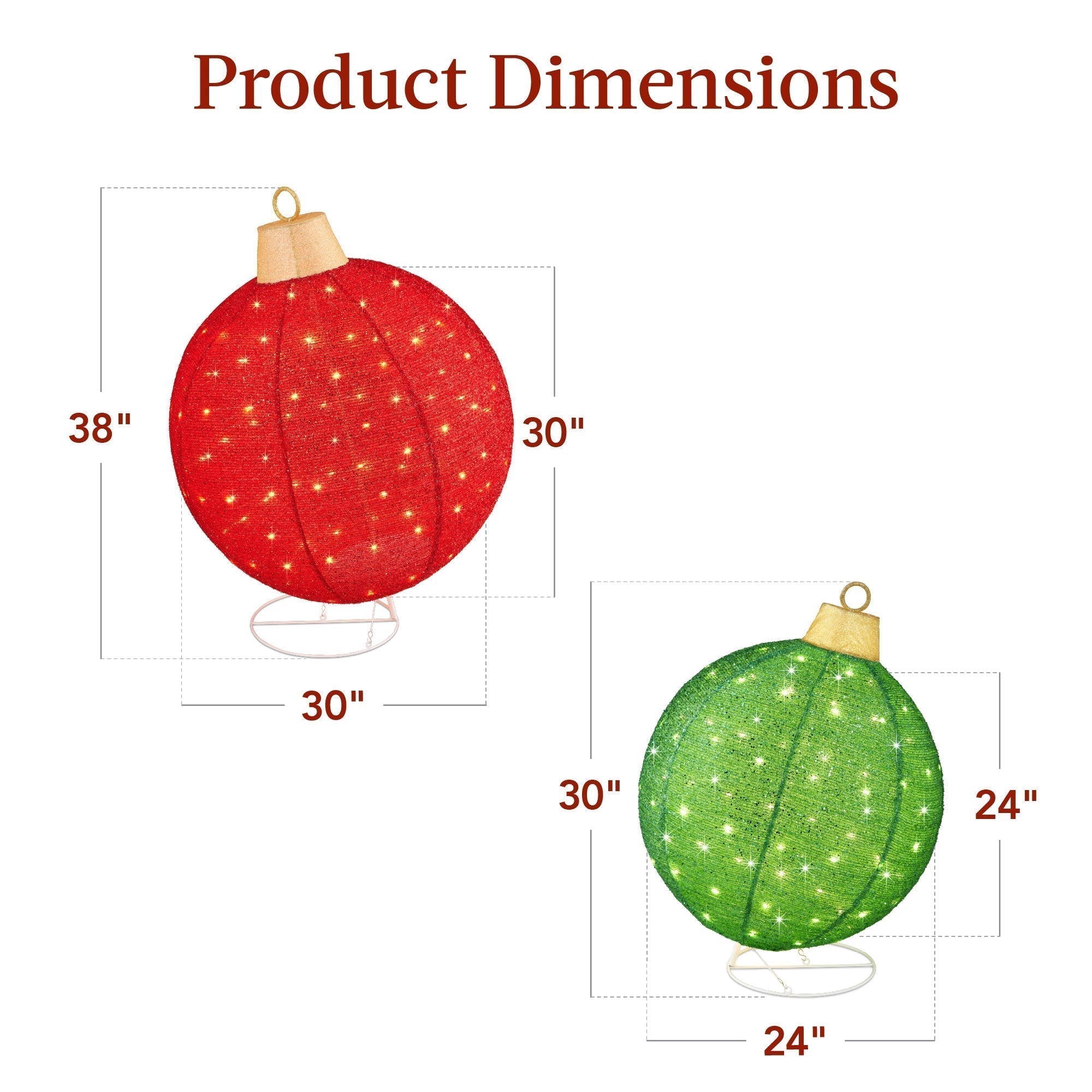 2pc Lighted Pop-Up Christmas Ornaments Decoration w/ 180 LED Lights, Stand (49140528709926)