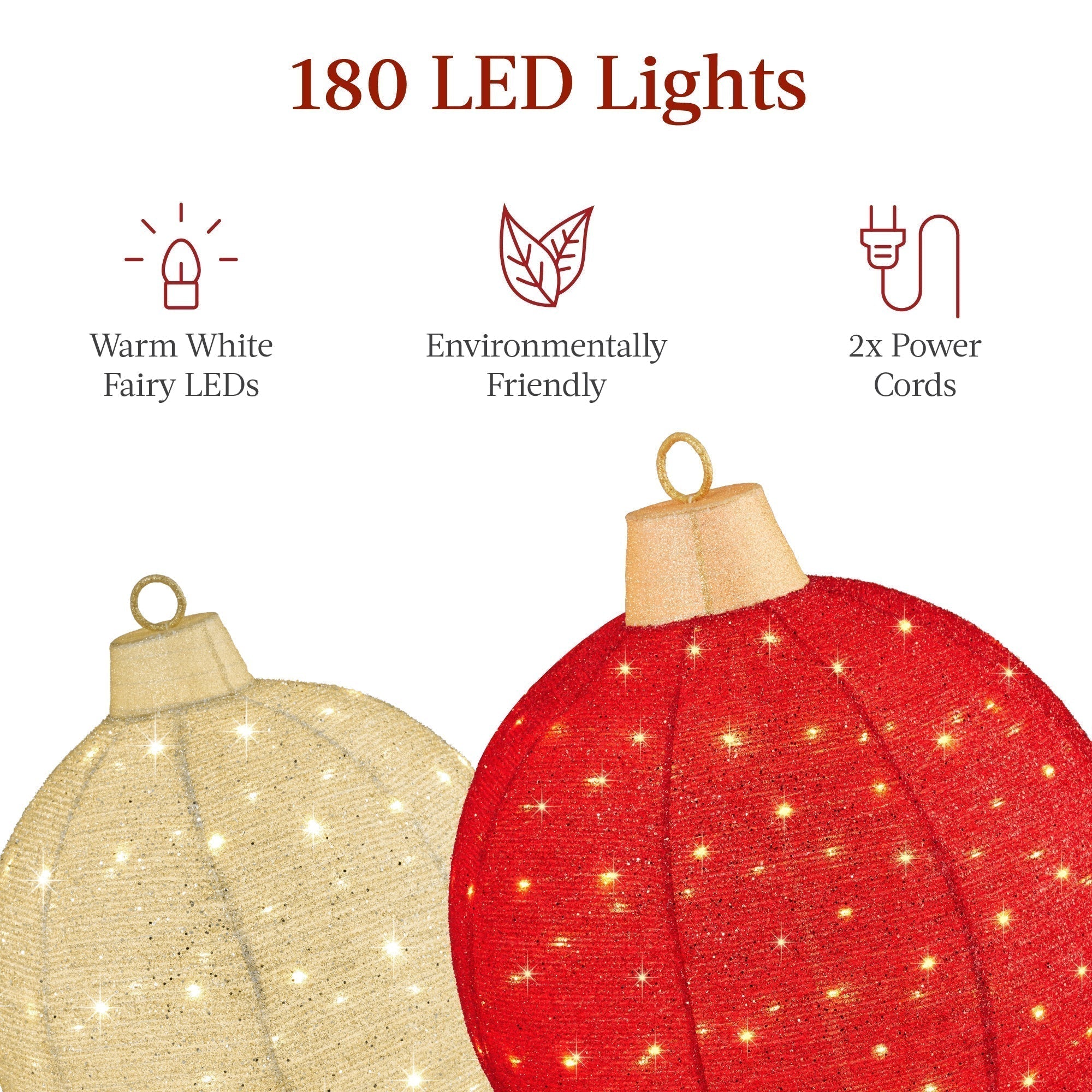 2pc Lighted Pop-Up Christmas Ornaments Decoration w/ 180 LED Lights, Stand (49140528840998)