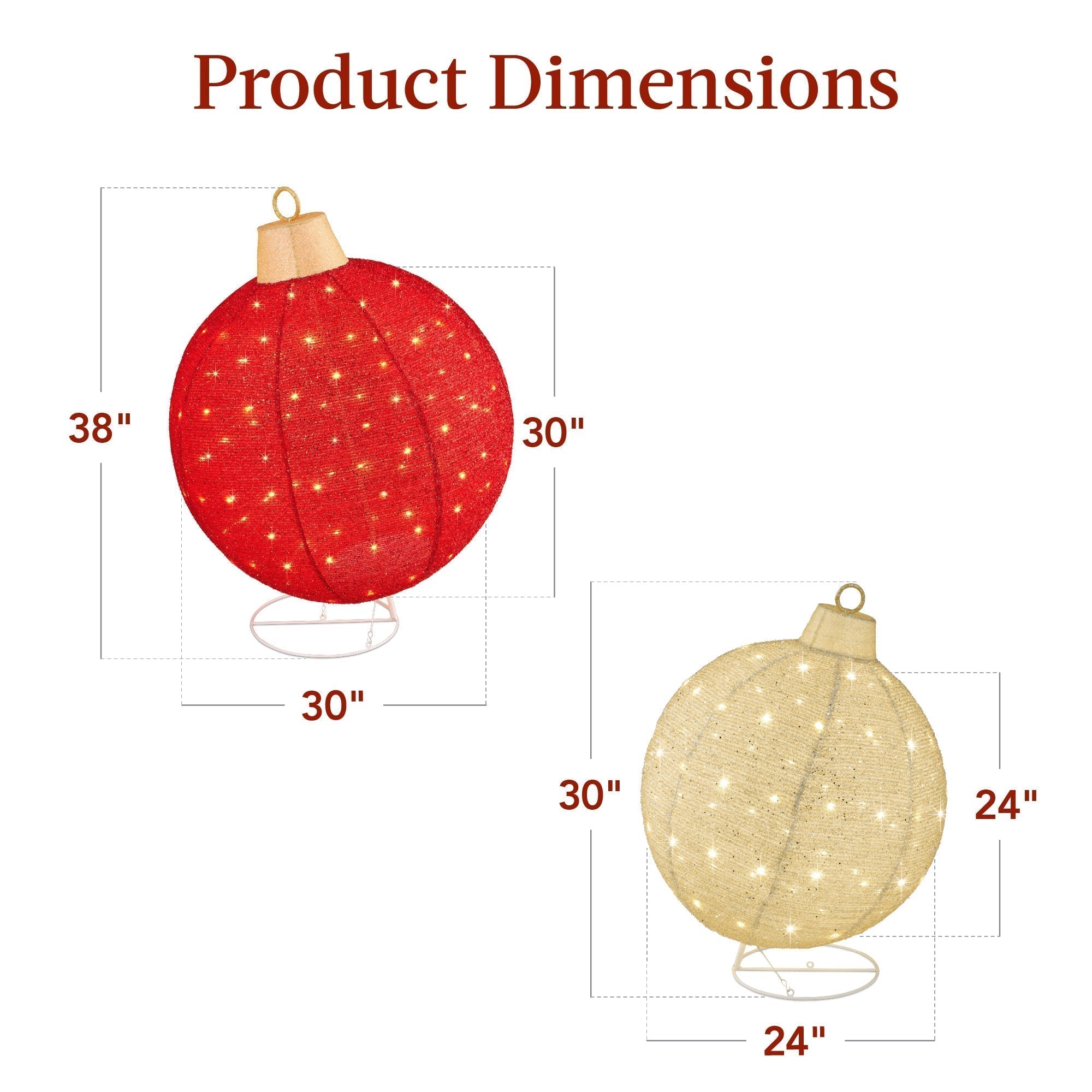 2pc Lighted Pop-Up Christmas Ornaments Decoration w/ 180 LED Lights, Stand (49140528939302)