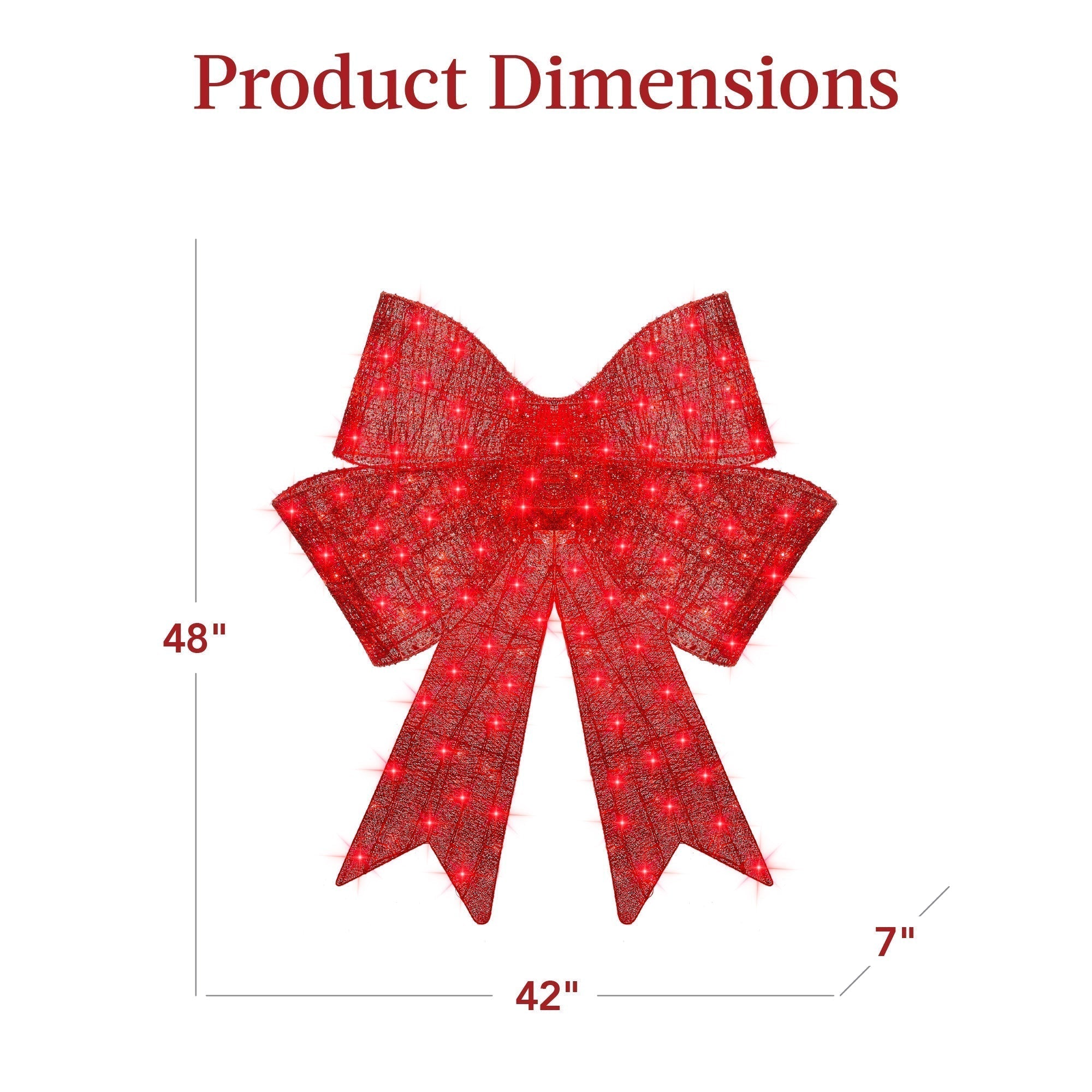 Pre-Lit Large Christmas Bow Decoration, Holiday Decor w/ 8 Functions (49140485783846)