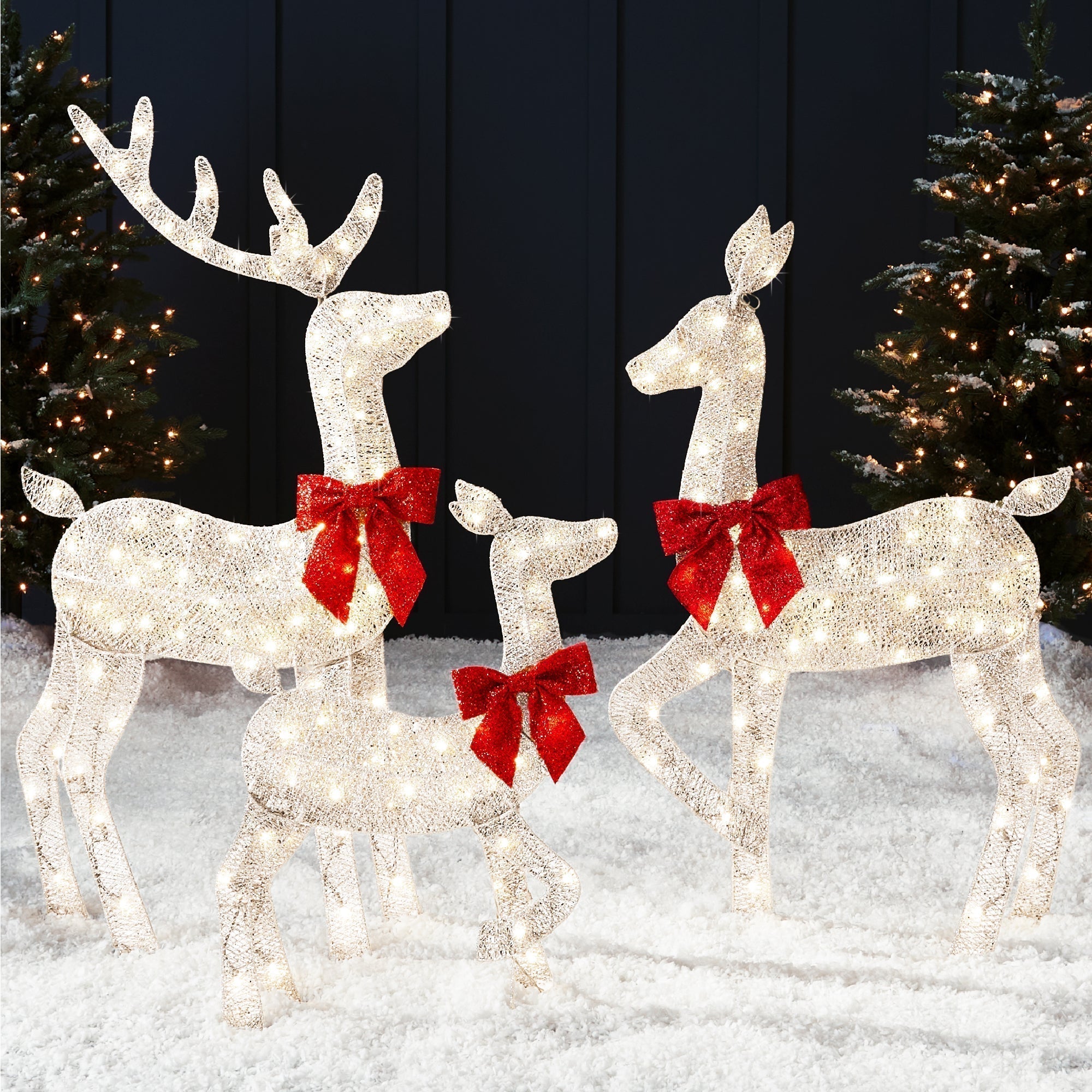 3-Piece Lighted 2D Christmas Deer Set Outdoor Decor w/ 175 LED Lights - 4ft (49140520288550)