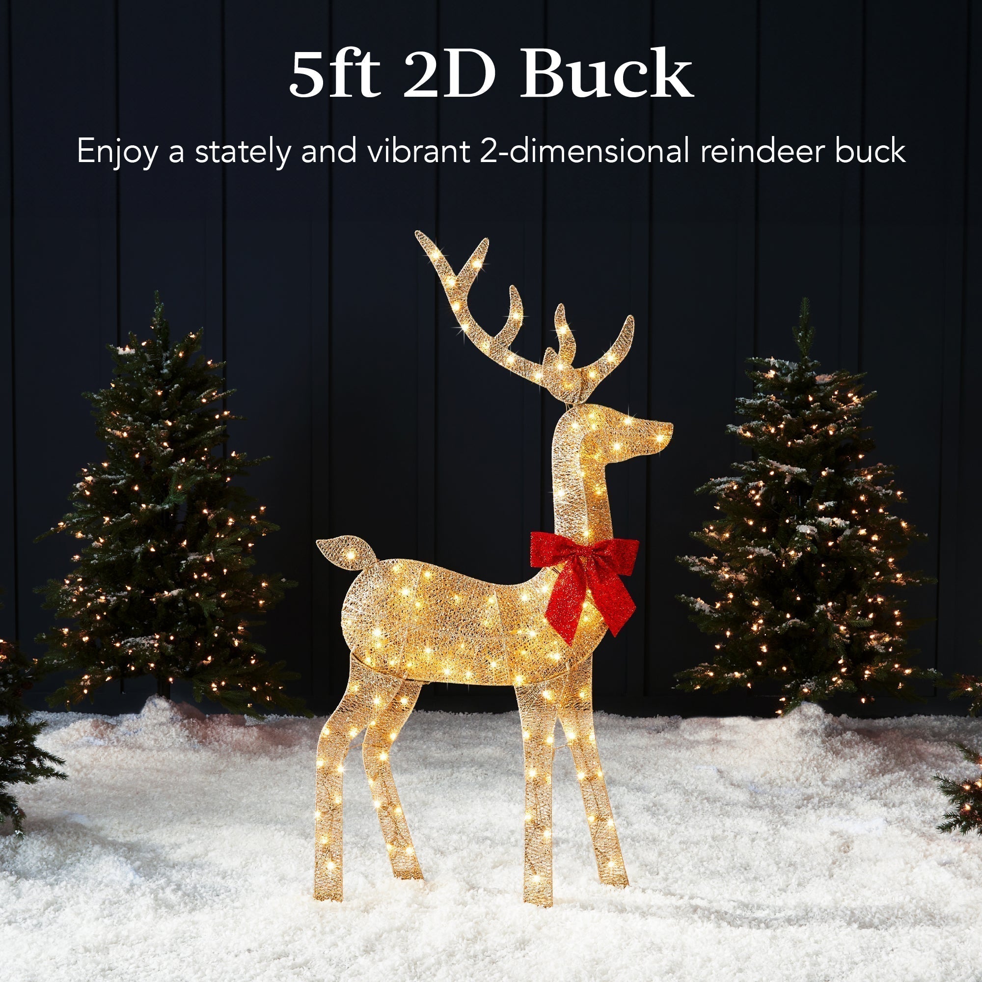 Lighted 2D Christmas Buck Outdoor Decor w/ 105 LED Lights - 5ft (49140535263526)