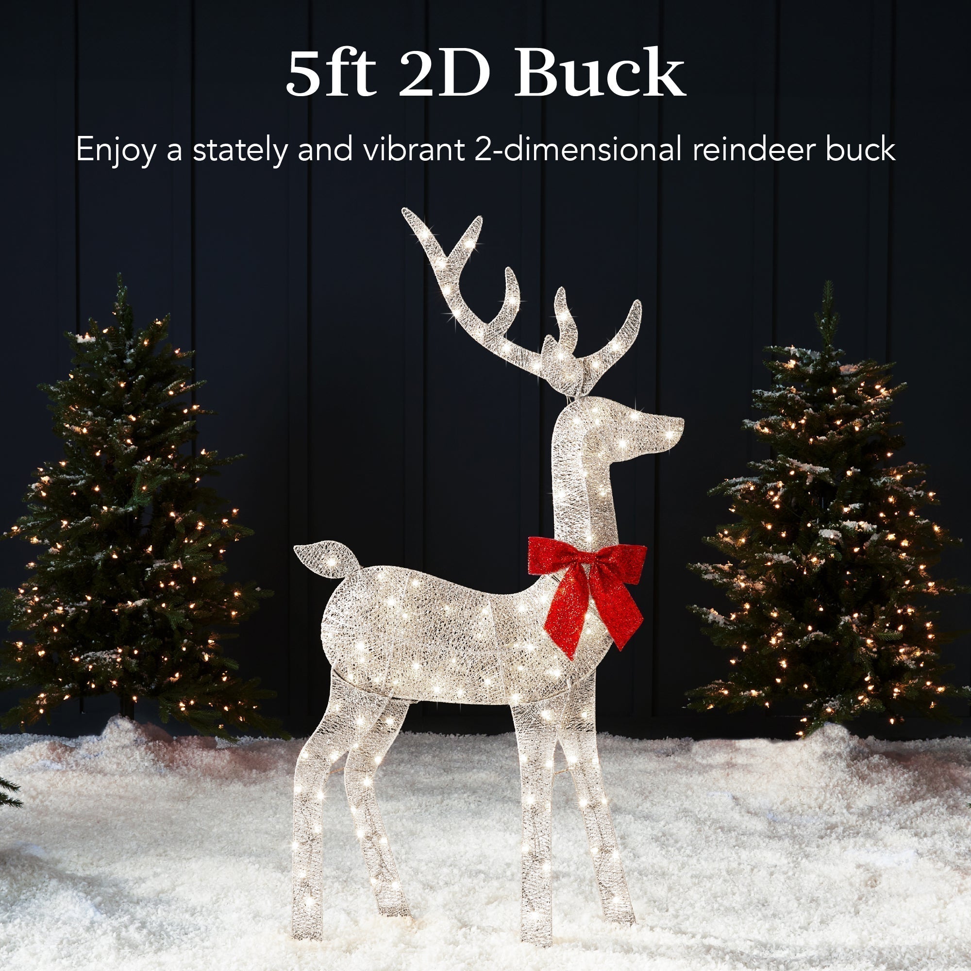 Lighted 2D Christmas Buck Outdoor Decor w/ 105 LED Lights - 5ft (49140535034150)