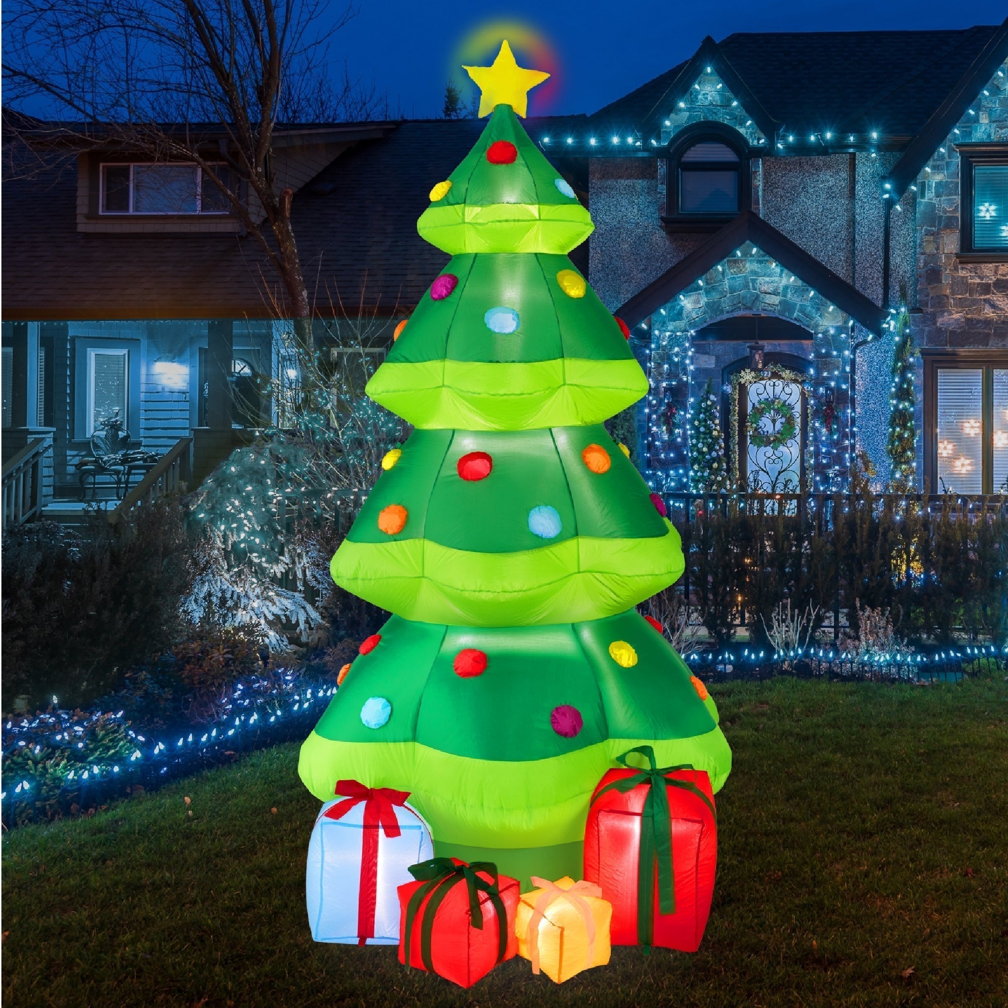 Inflatable Christmas Tree Outdoor Blow Up Decor w/ 10 LED Lights - 10ft (49140536443174)