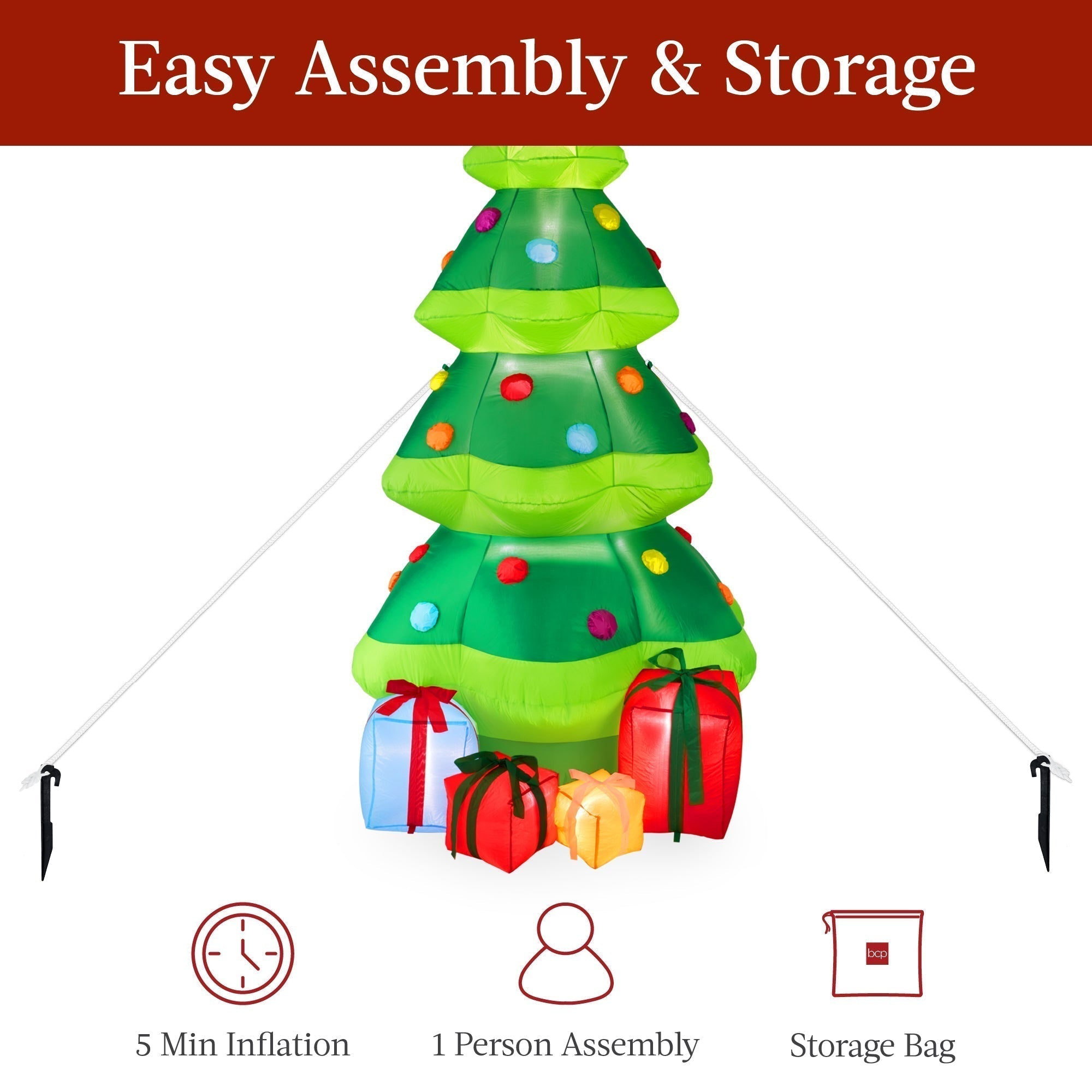 Inflatable Christmas Tree Outdoor Blow Up Decor w/ 10 LED Lights - 10ft (49140536541478)