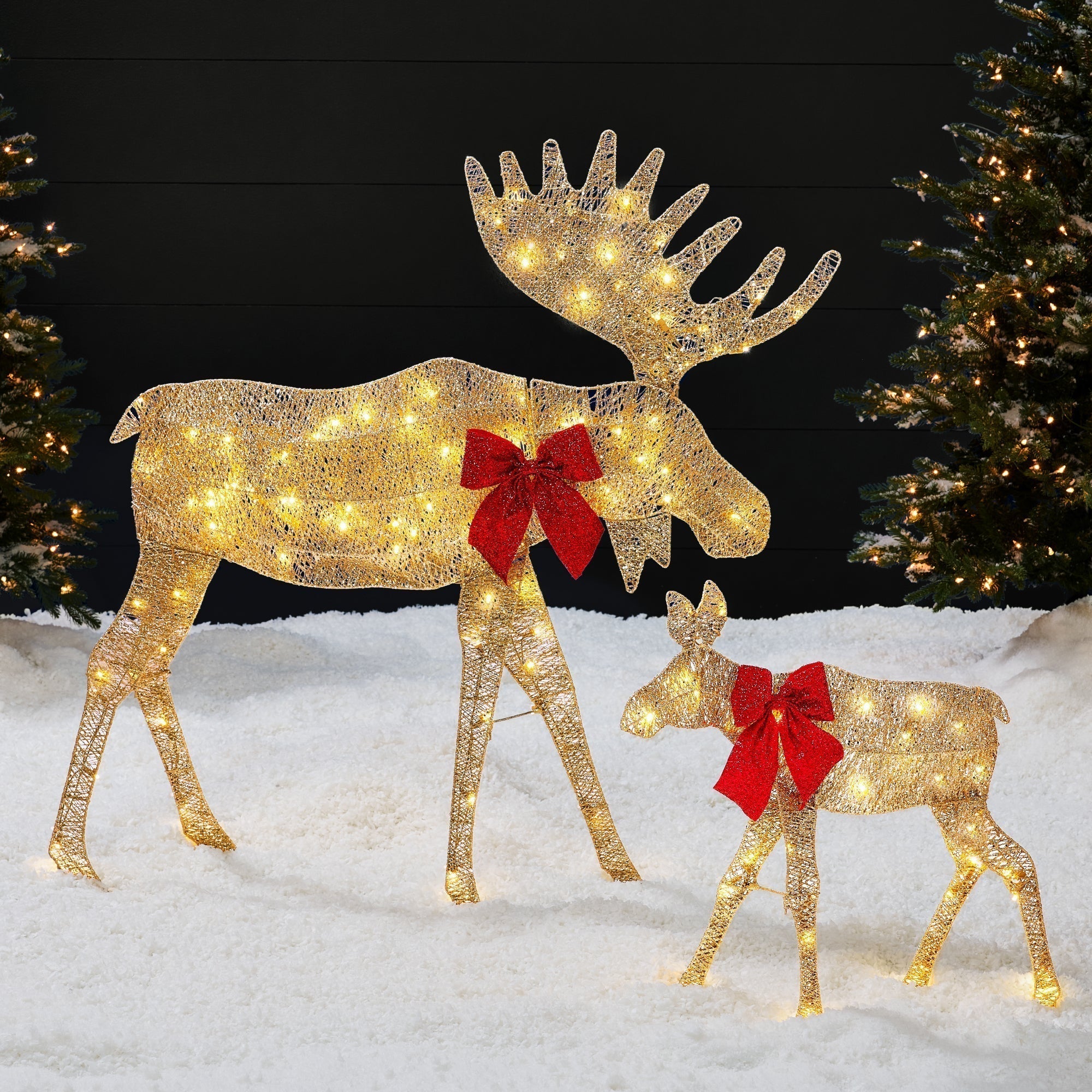 2-Piece Lighted 2D Christmas Moose Set Outdoor Decor w/ 125 LED Lights - 4ft (49140566163750)