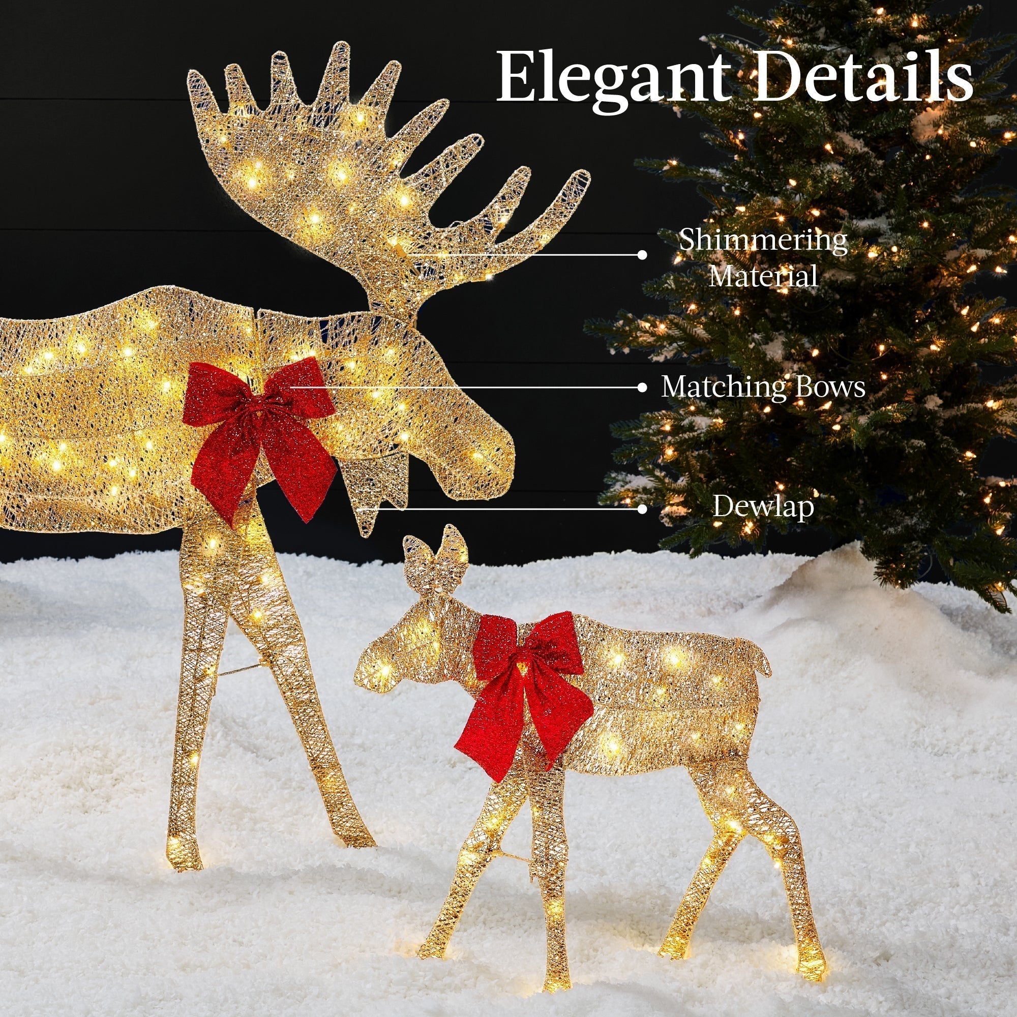 2-Piece Lighted 2D Christmas Moose Set Outdoor Decor w/ 125 LED Lights - 4ft (49140566229286)