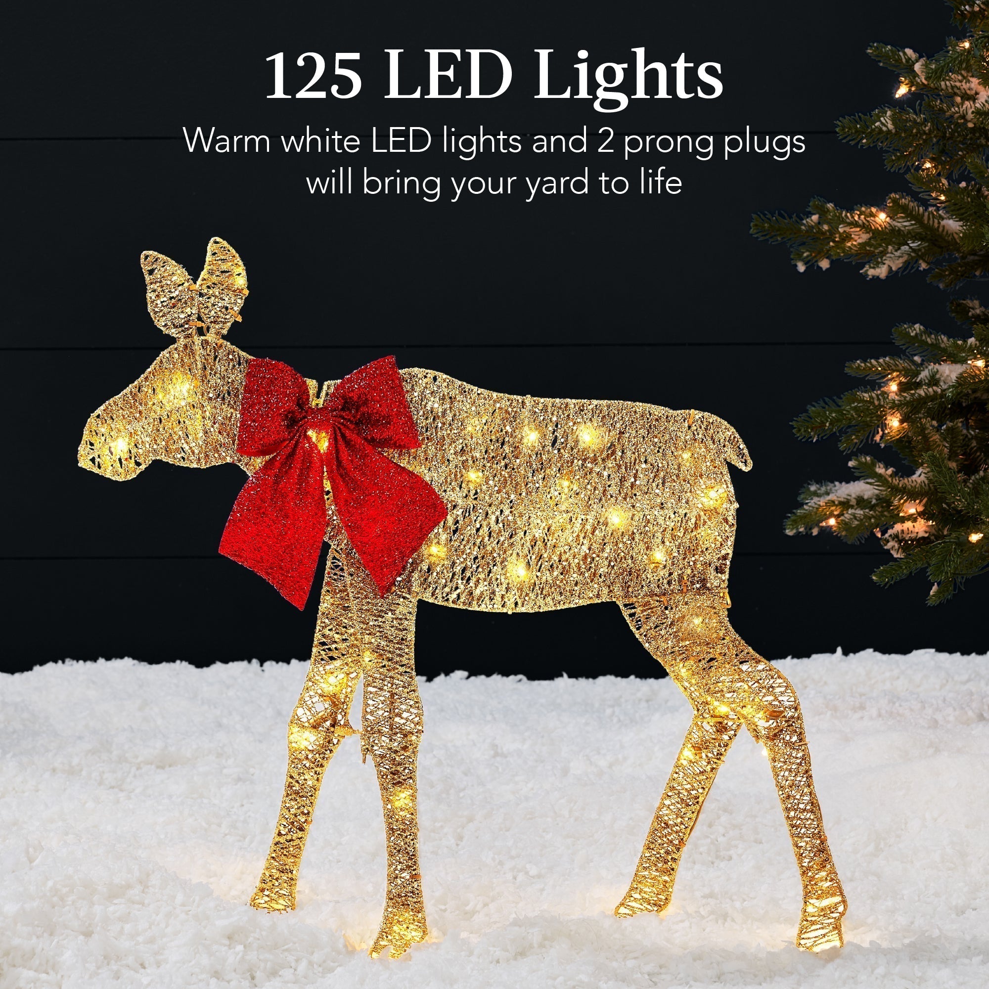 2-Piece Lighted 2D Christmas Moose Set Outdoor Decor w/ 125 LED Lights - 4ft (49140566262054)