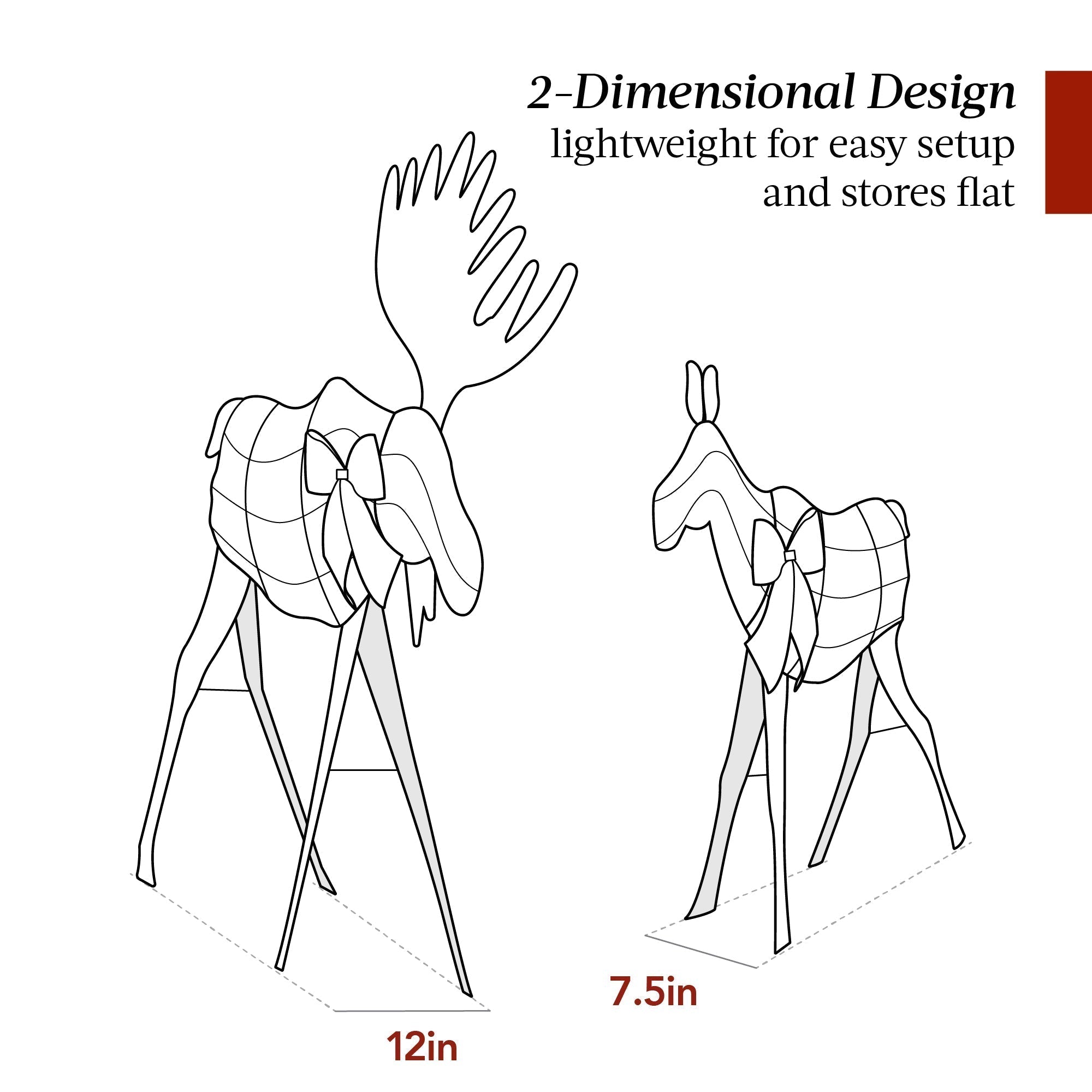 2-Piece Lighted 2D Christmas Moose Set Outdoor Decor w/ 125 LED Lights - 4ft (49140565737766)