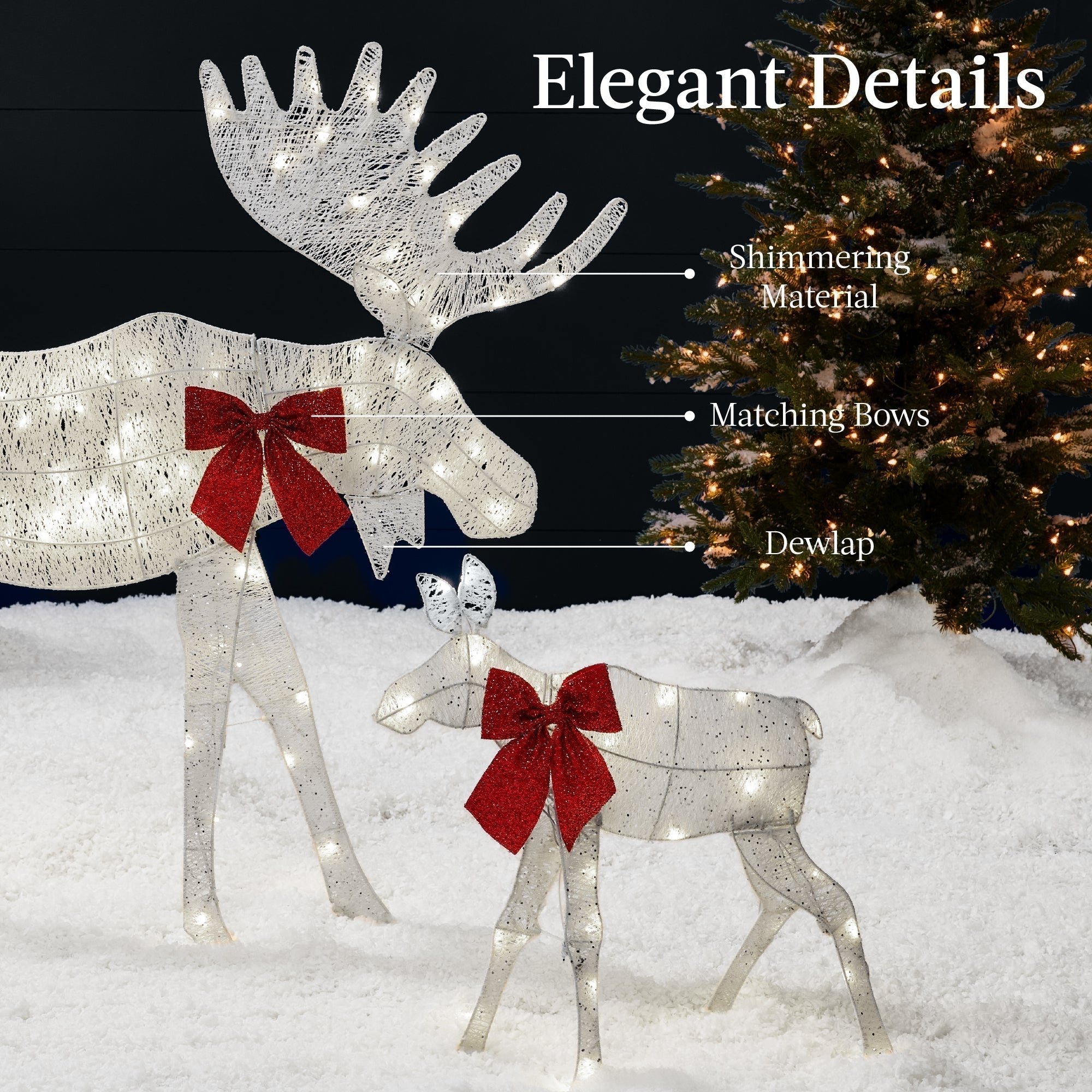 2-Piece Lighted 2D Christmas Moose Set Outdoor Decor w/ 125 LED Lights - 4ft (49140565770534)