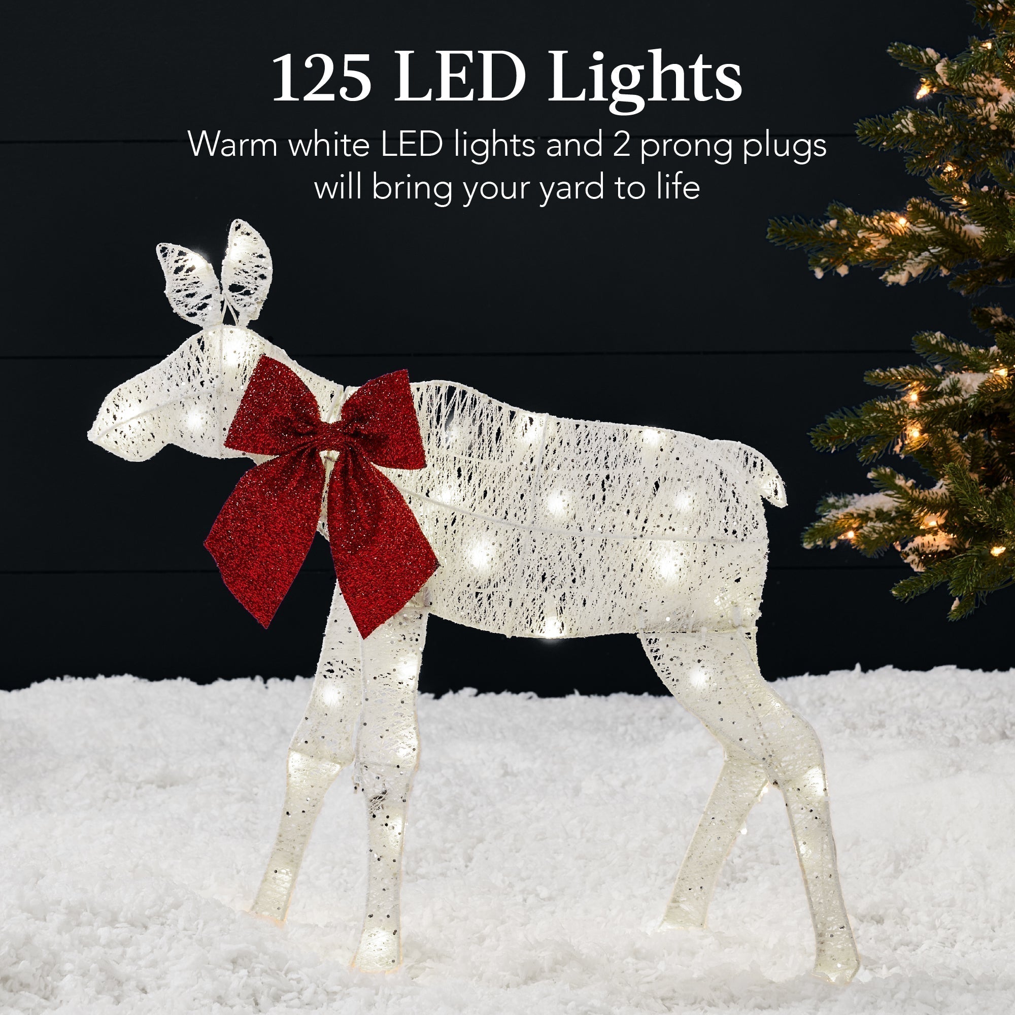 2-Piece Lighted 2D Christmas Moose Set Outdoor Decor w/ 125 LED Lights - 4ft (49140565803302)