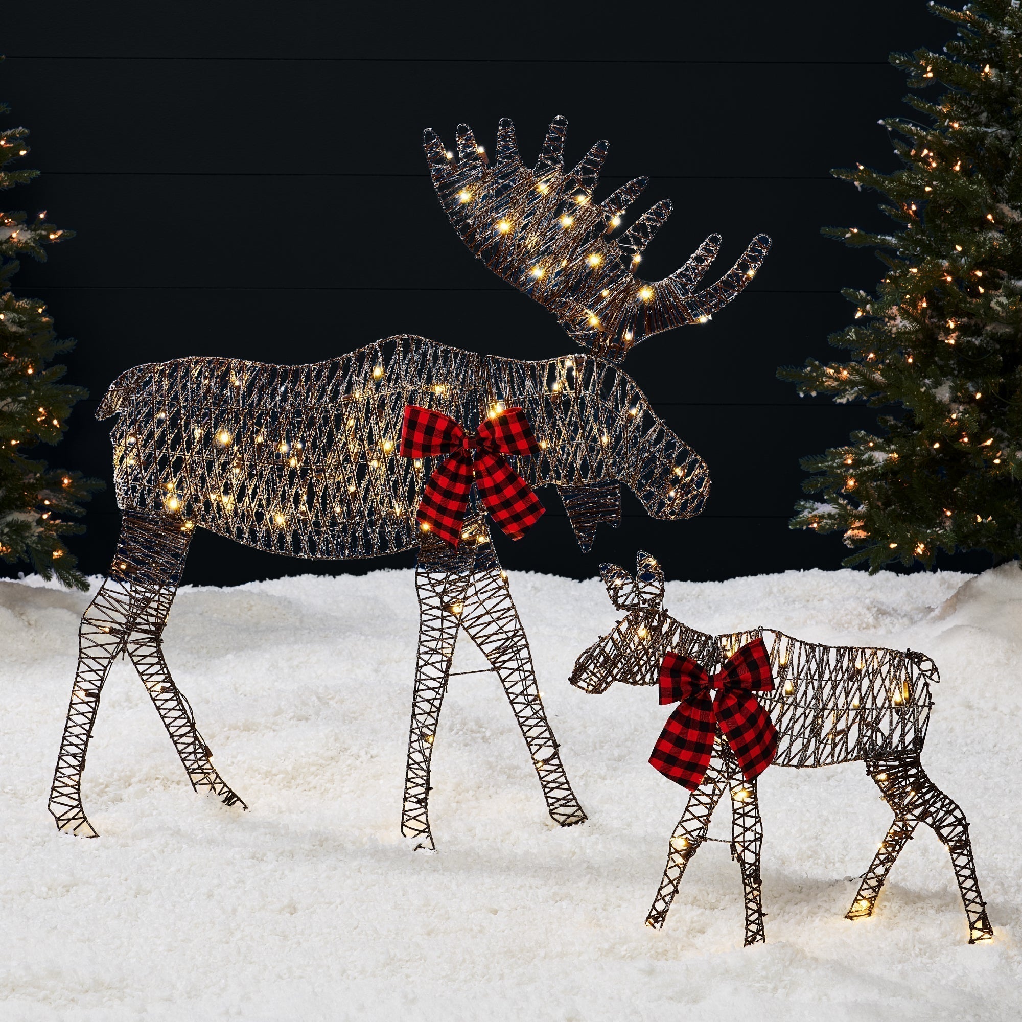 2-Piece Lighted 2D Christmas Moose Set Outdoor Decor w/ 125 LED Lights - 4ft (49140565934374)