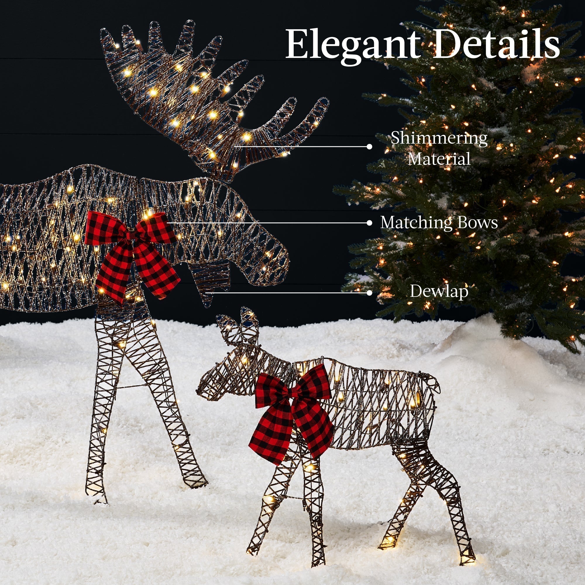 2-Piece Lighted 2D Christmas Moose Set Outdoor Decor w/ 125 LED Lights - 4ft (49140565999910)