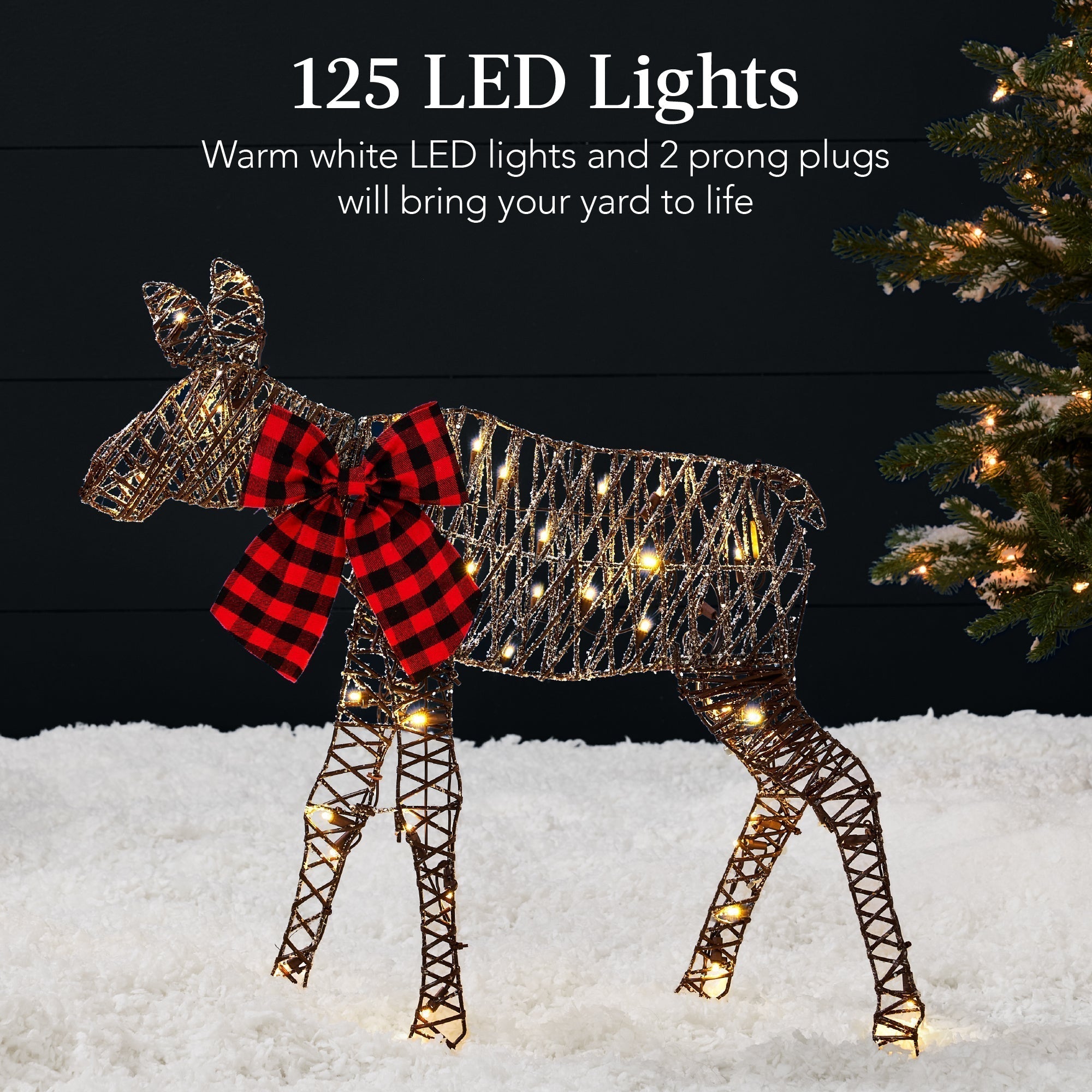 2-Piece Lighted 2D Christmas Moose Set Outdoor Decor w/ 125 LED Lights - 4ft (49140566032678)